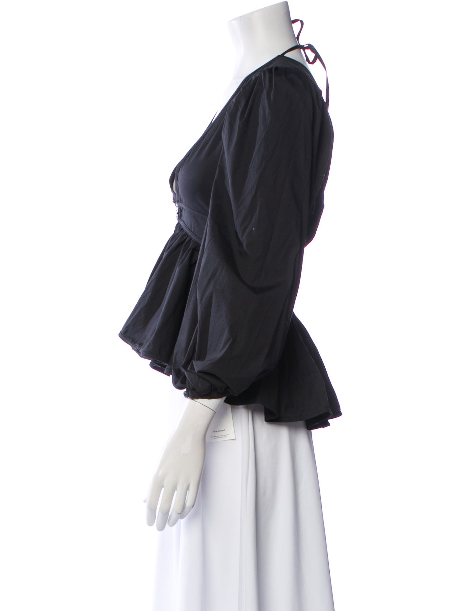 Staud V-Neck Three-Quarter Sleeve Crop Top