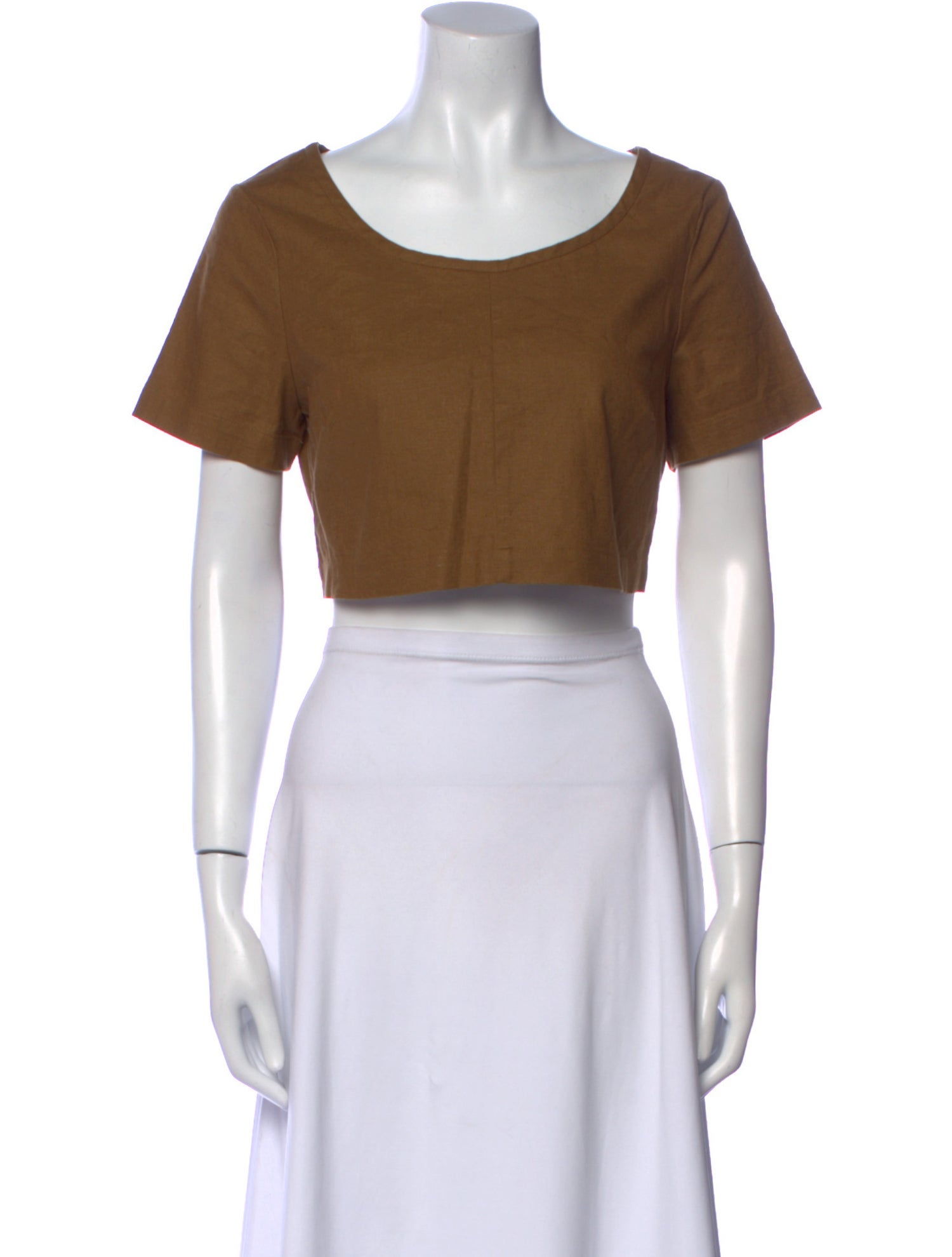 Staud Linen Scoop Neck Crop Top