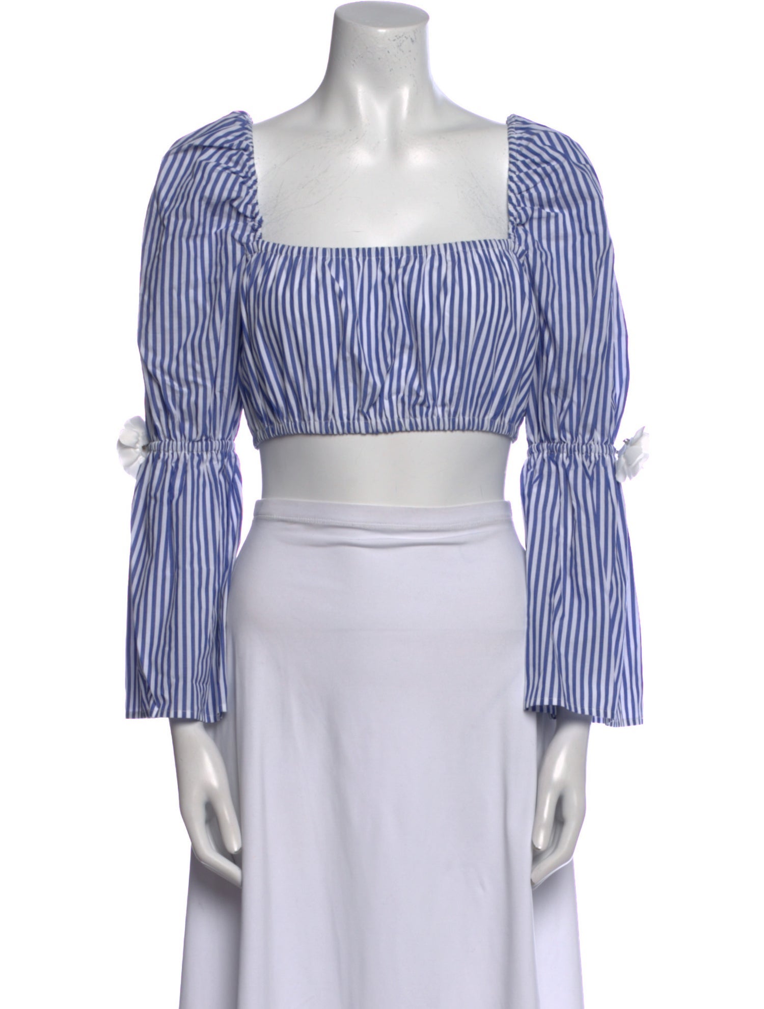 Staud Striped Square Neckline Crop Top