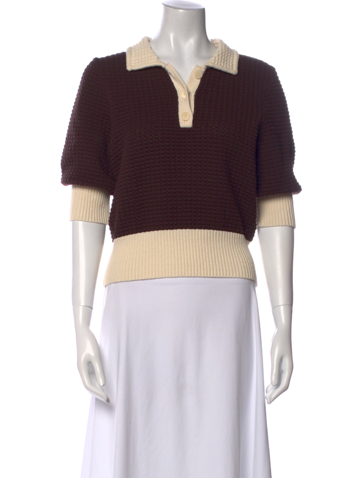 Staud Colorblock Pattern V-Neck Sweater
