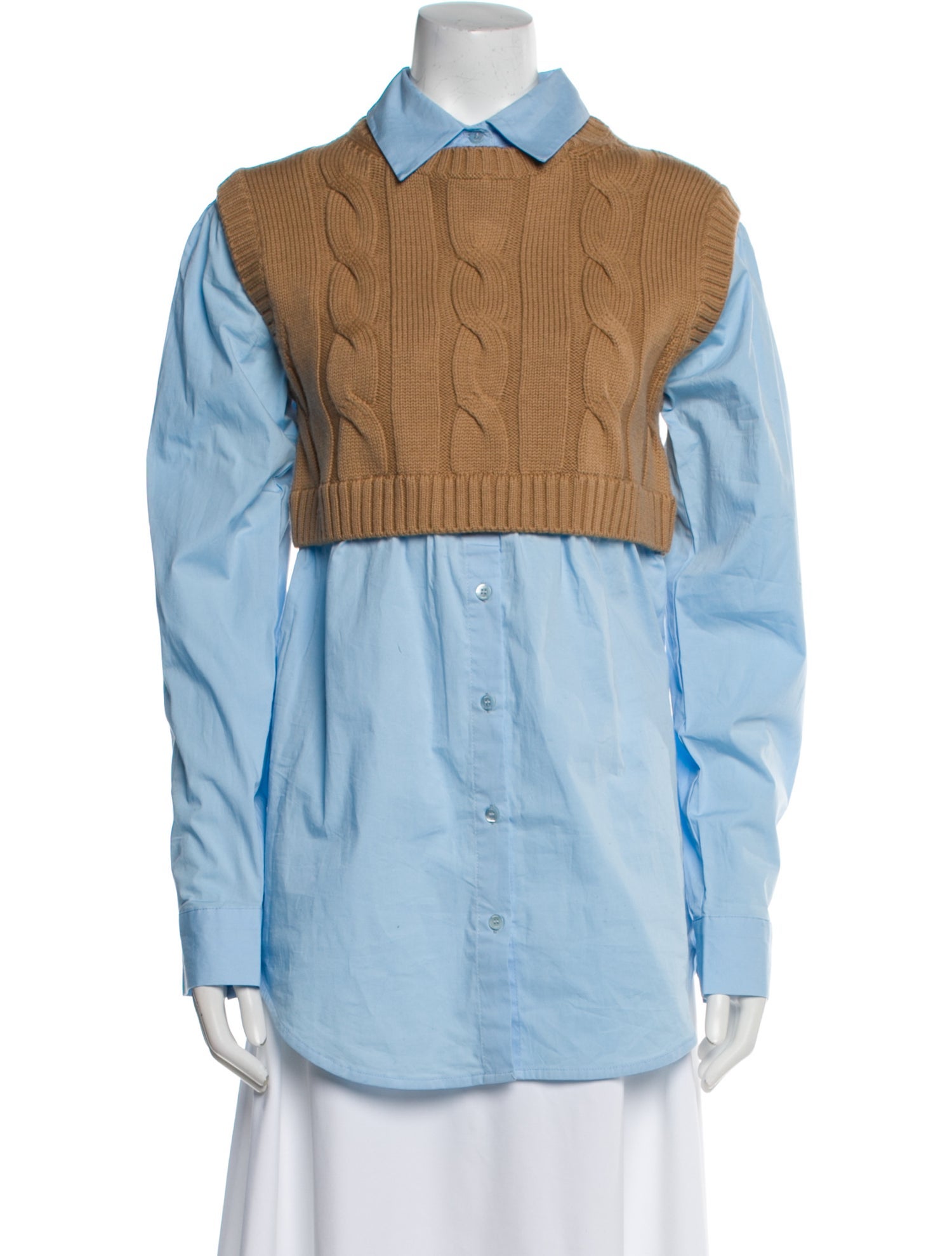 Staud Wool Long Sleeve Button-Up Top