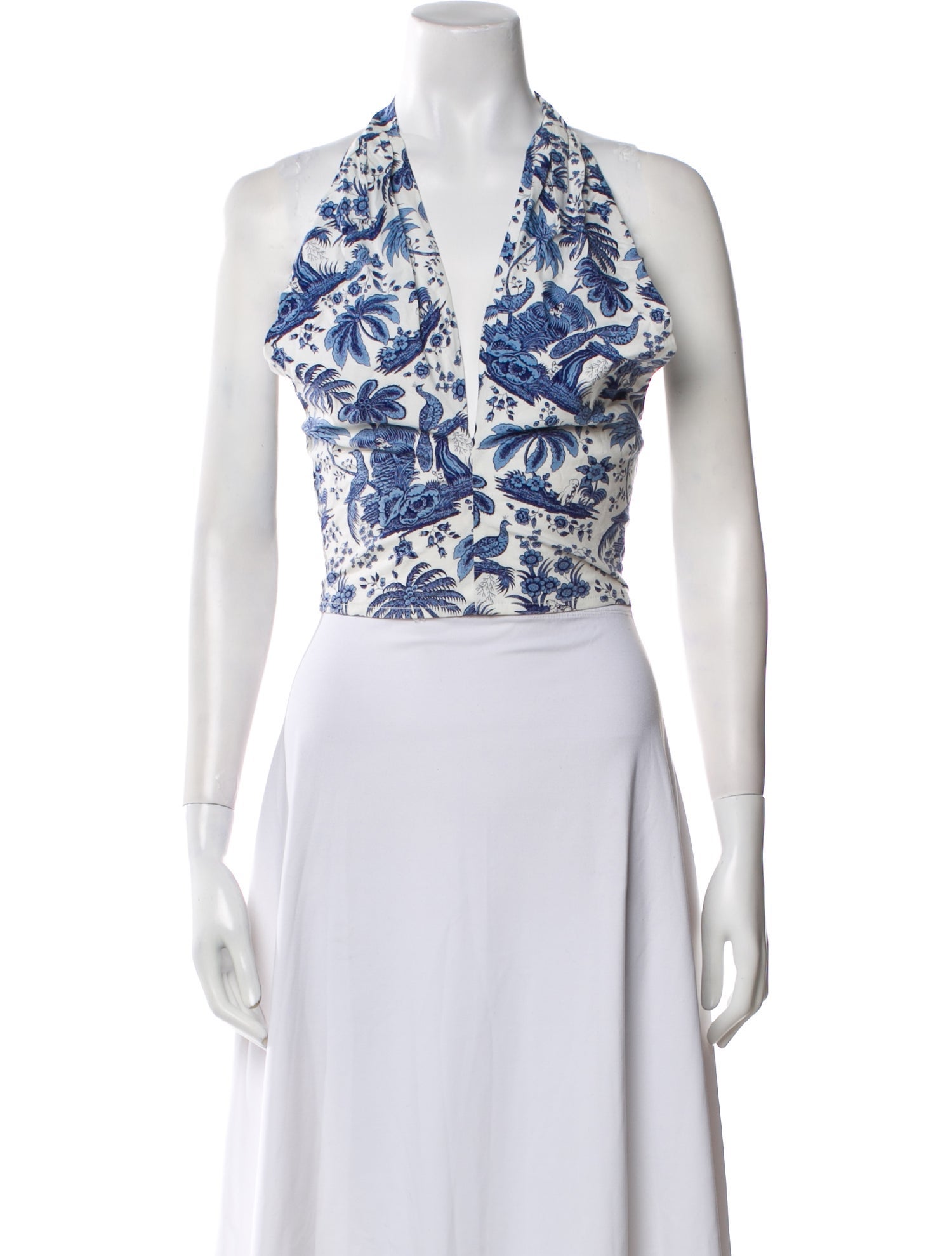 Staud Printed Halterneck Crop Top