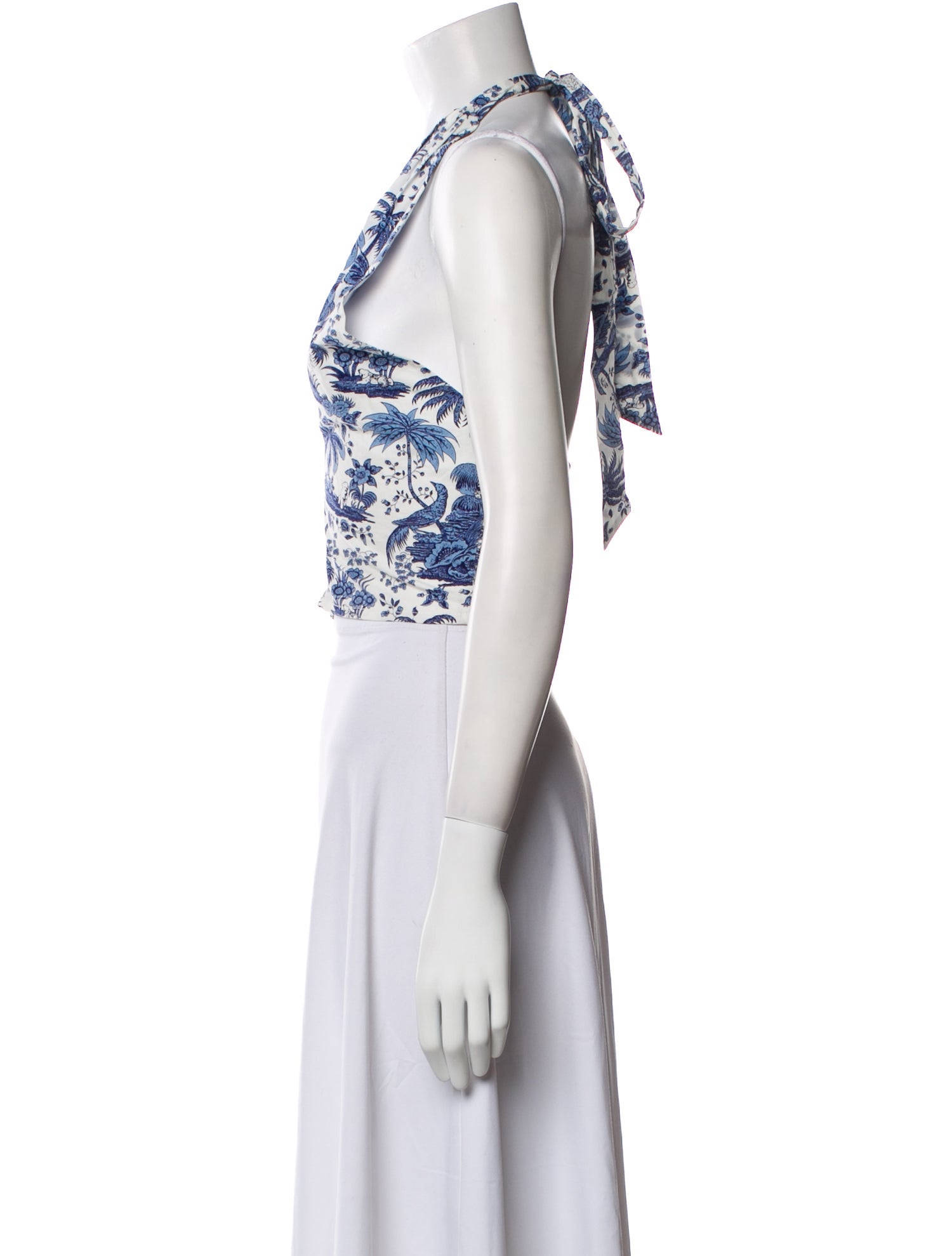 Staud Printed Halterneck Crop Top