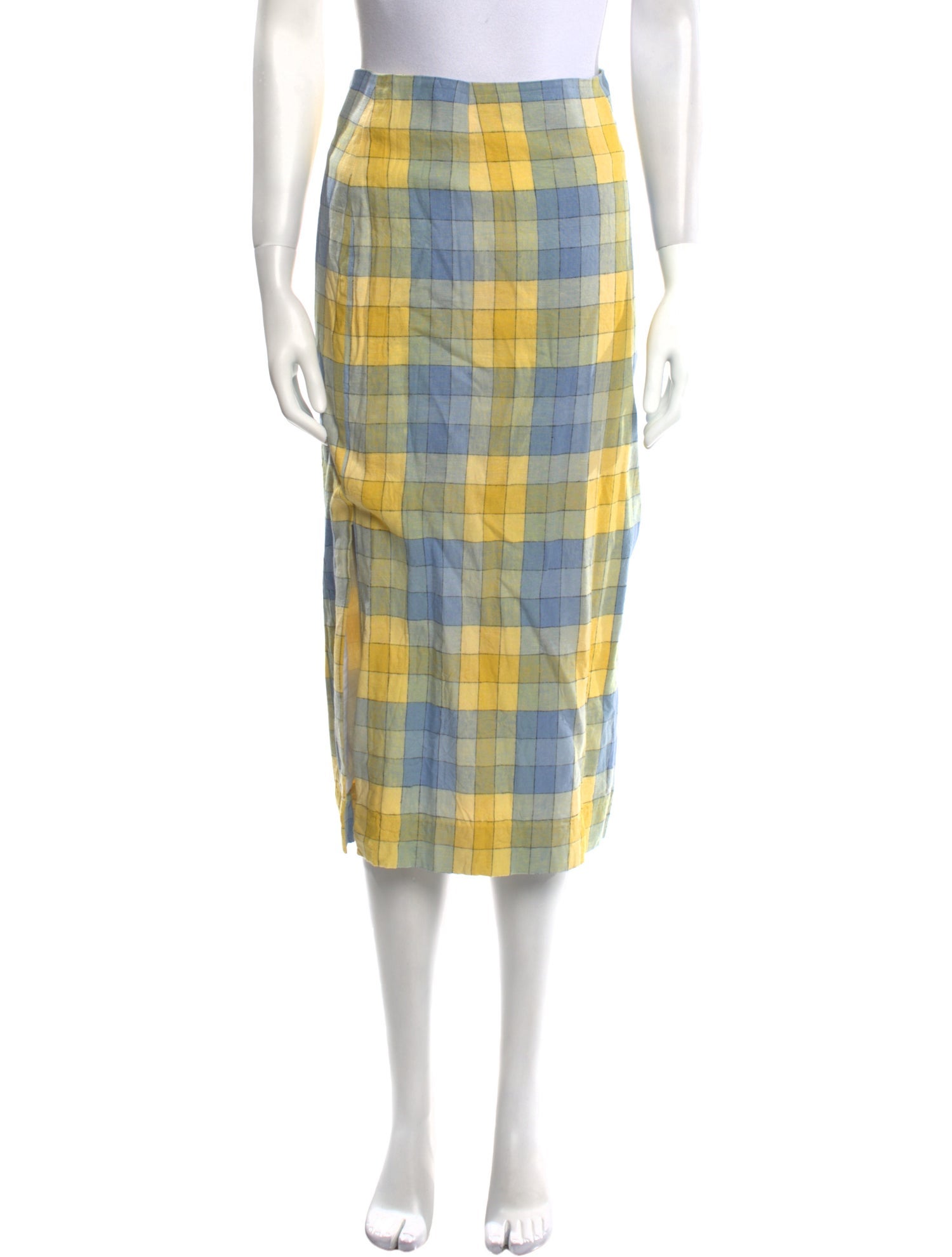 Staud Plaid Print Midi Length Skirt