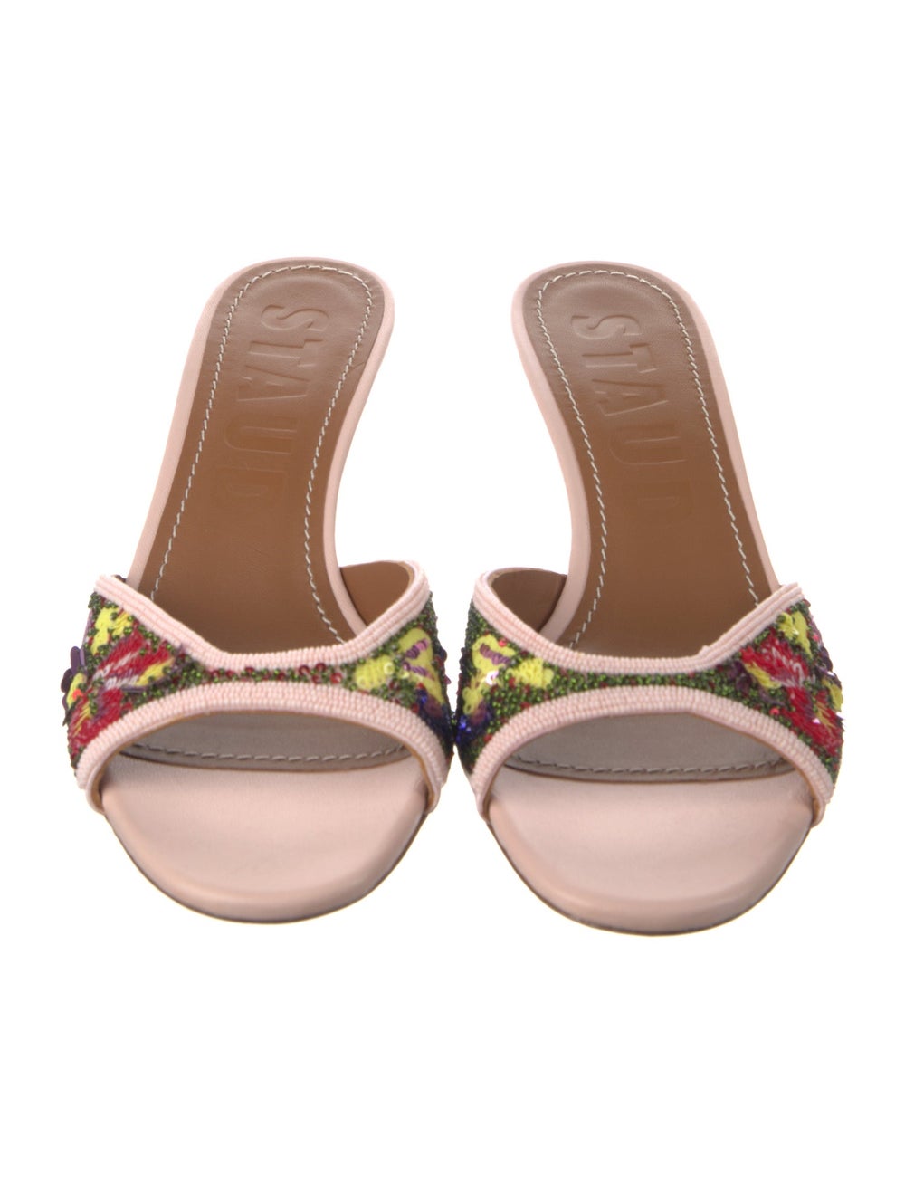 Staud Leather Slides Patterned Sequin Embellishme… - image 3