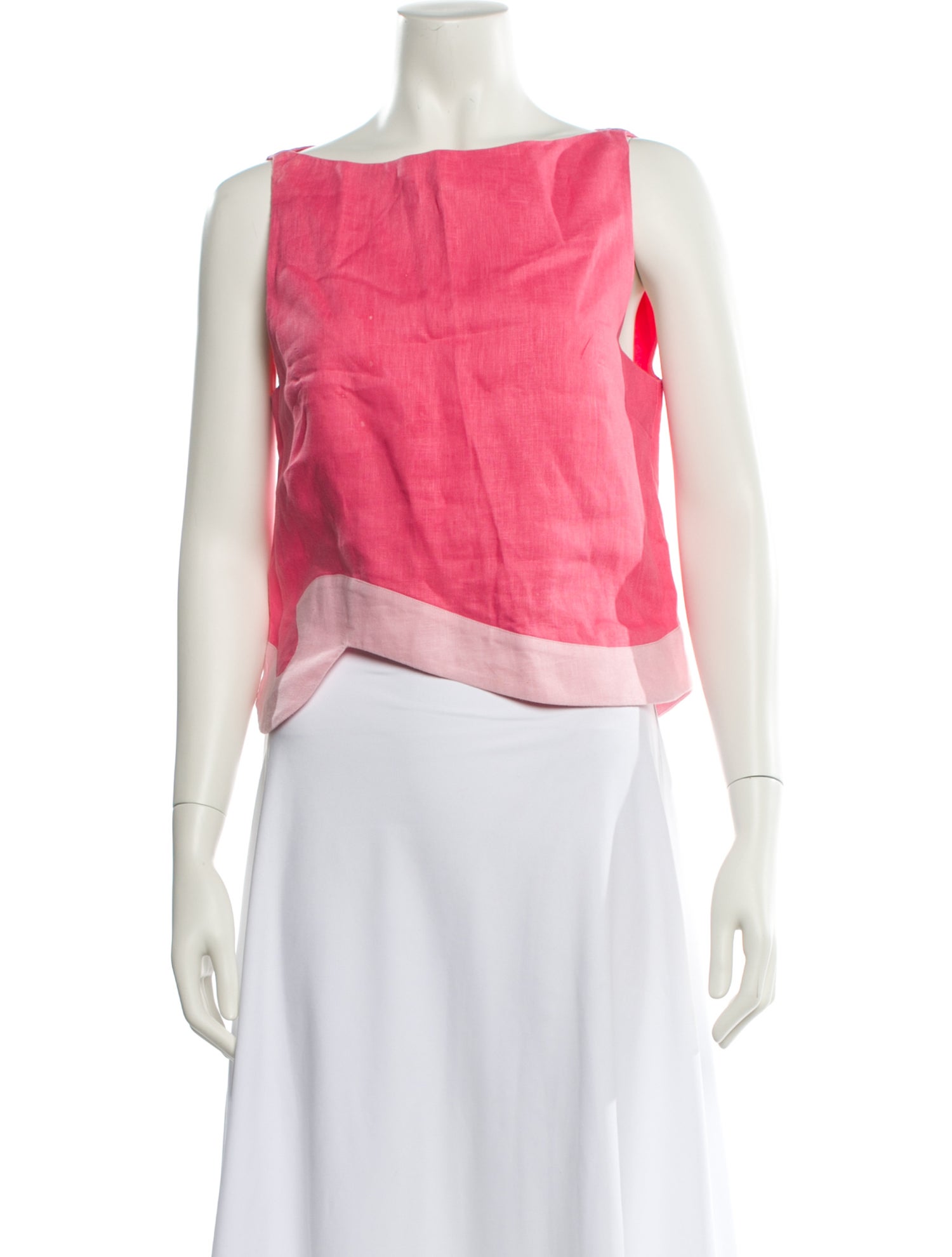 Staud Linen Bateau Neckline Crop Top