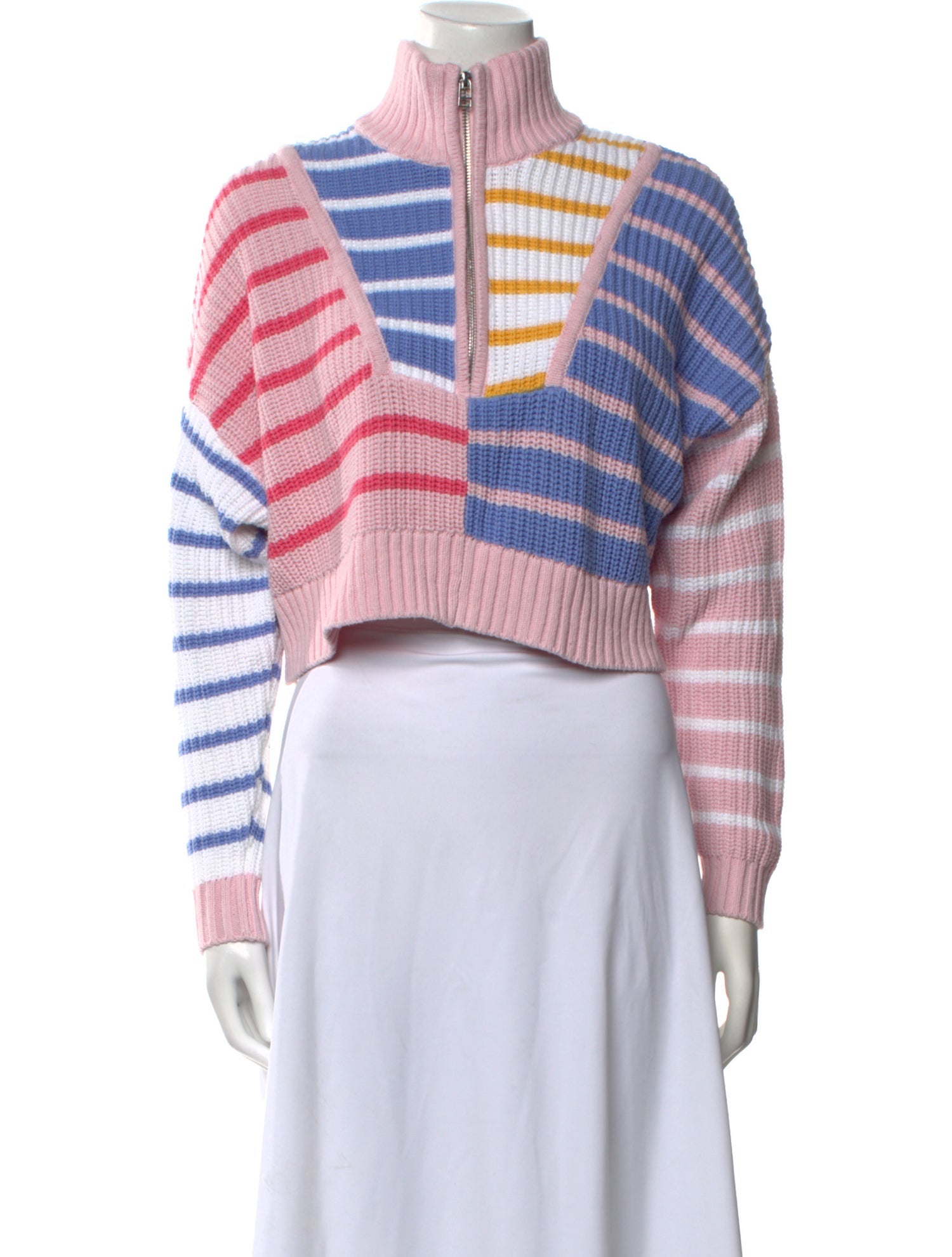 Staud Striped Mock Neck Sweater