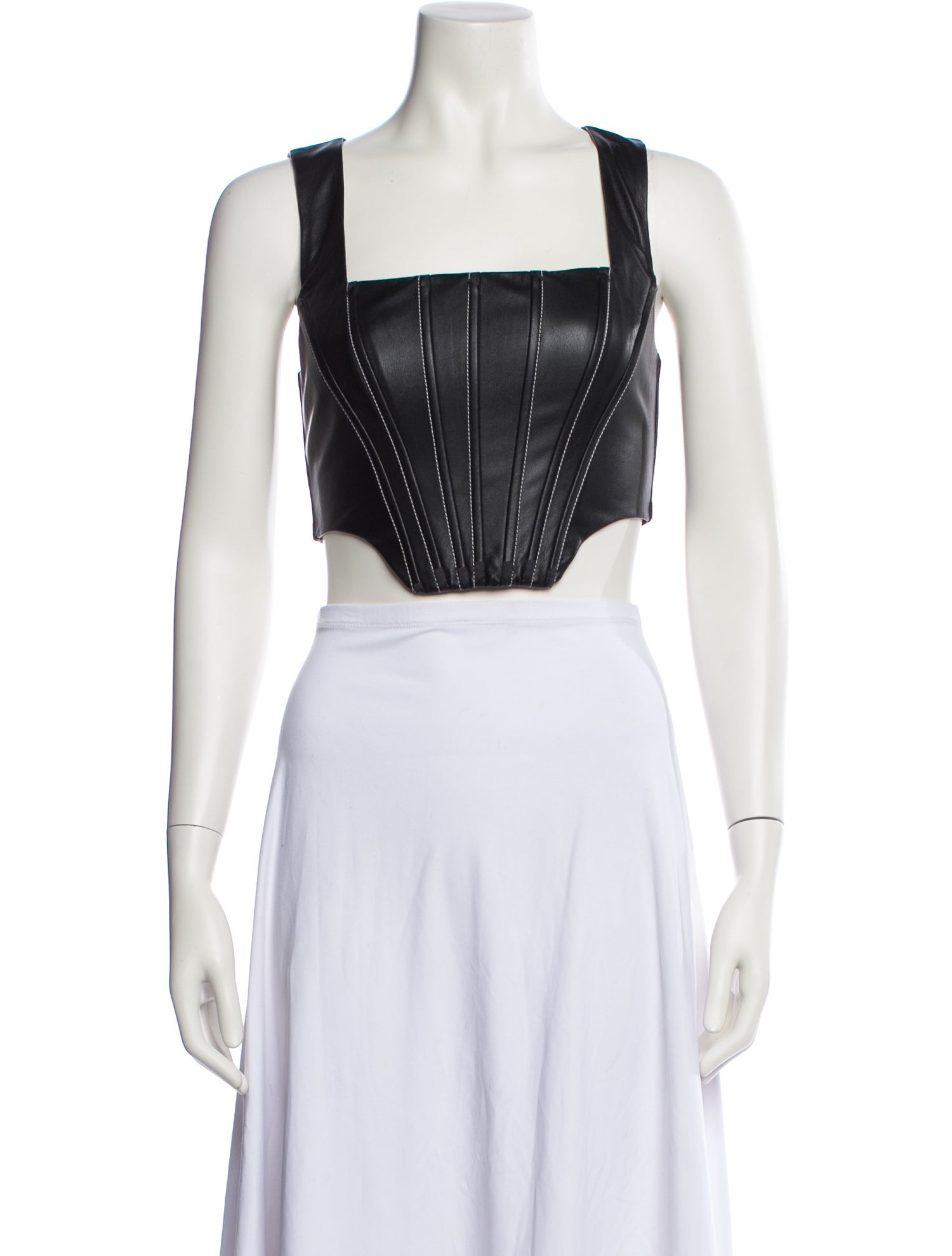 Staud Square Neckline Sleeveless Crop Top