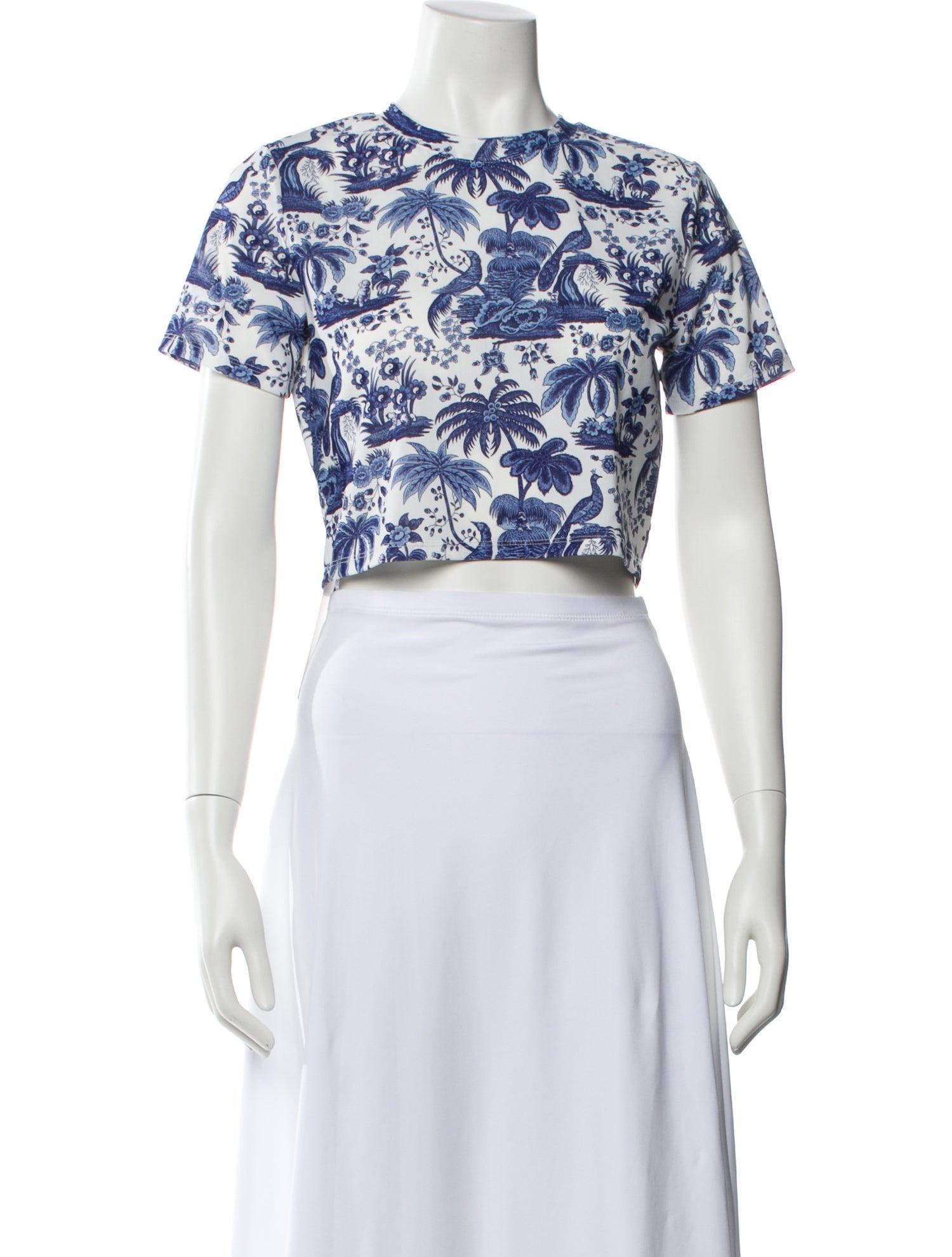 Staud Printed Crew Neck Crop Top