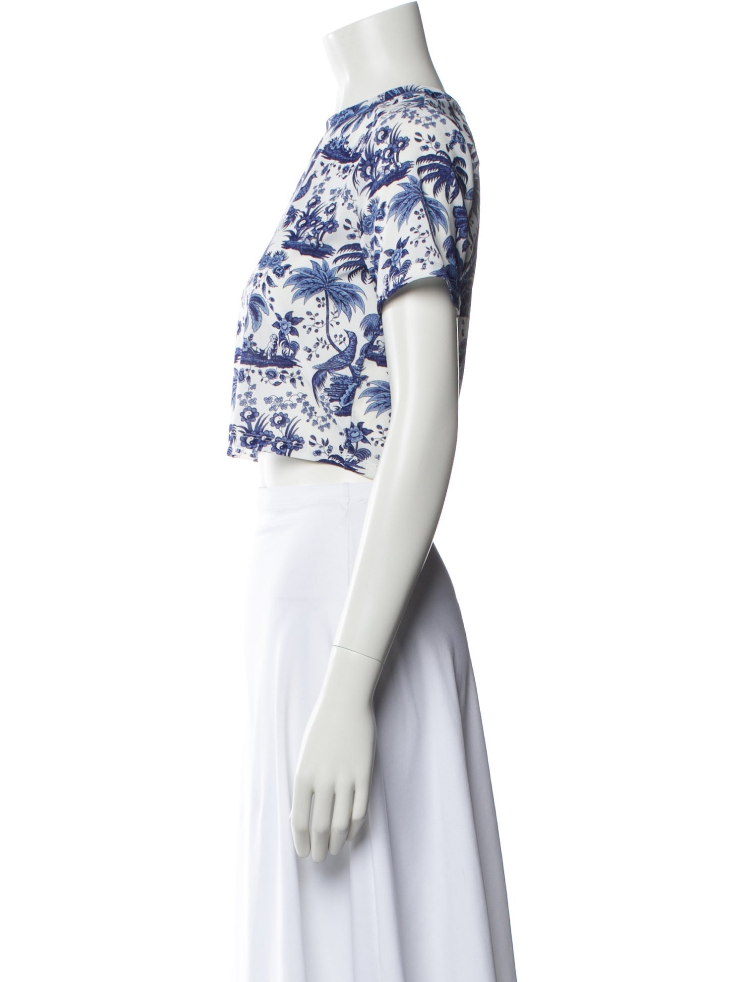 Staud Printed Crew Neck Crop Top