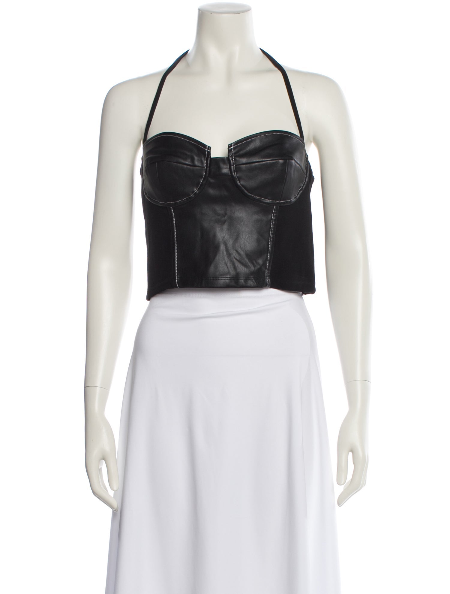 Staud Halterneck Sleeveless Crop Top