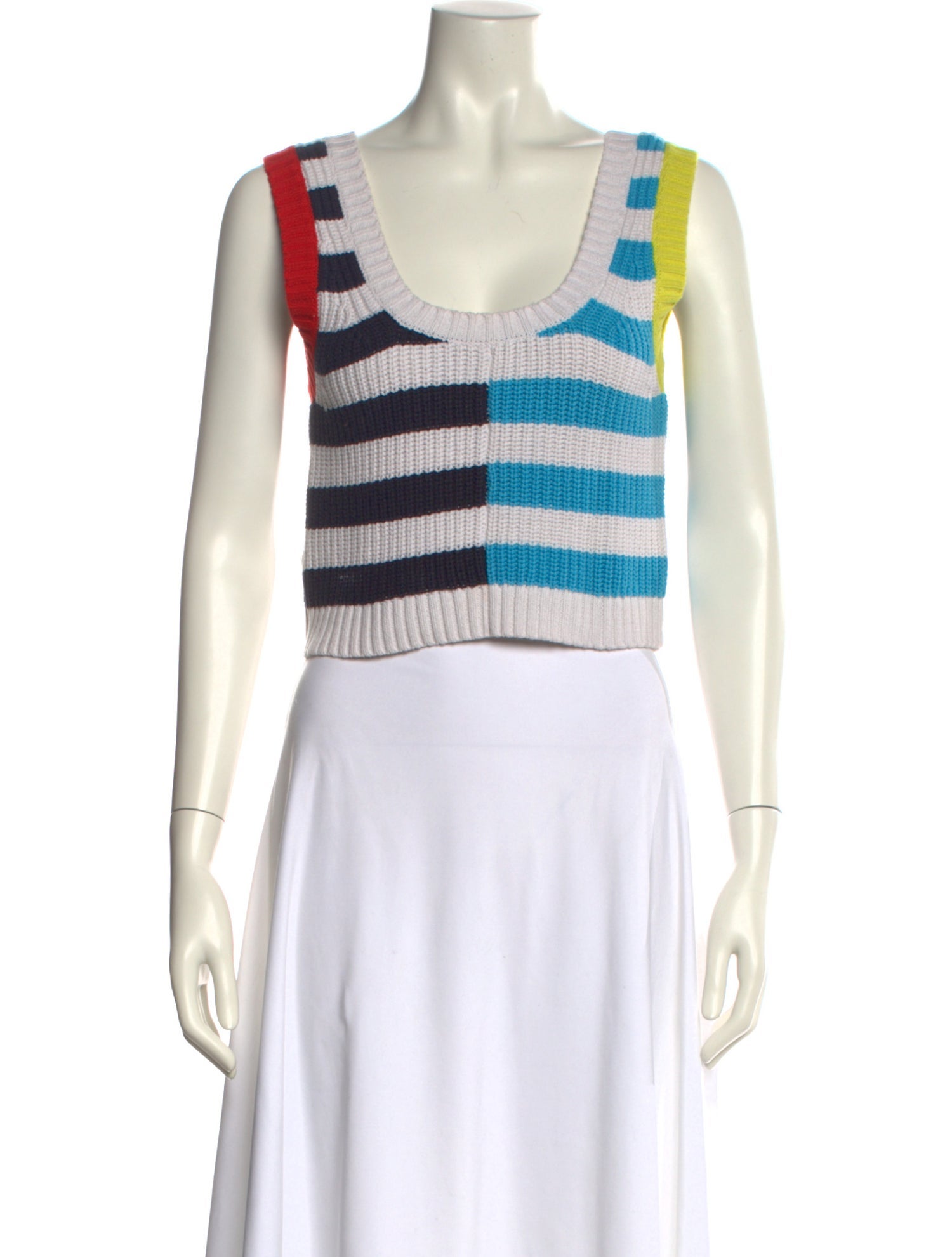 Staud Striped Scoop Neck Crop Top