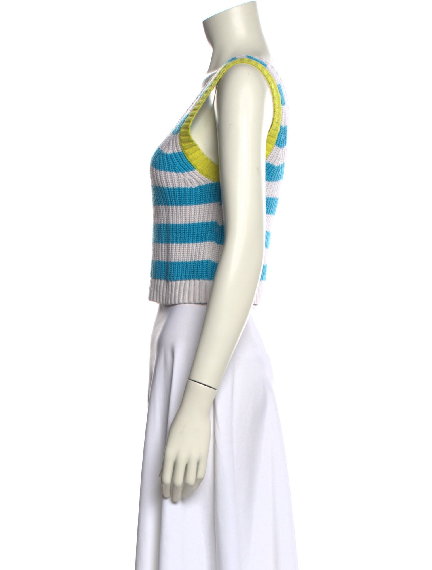 Staud Striped Scoop Neck Crop Top