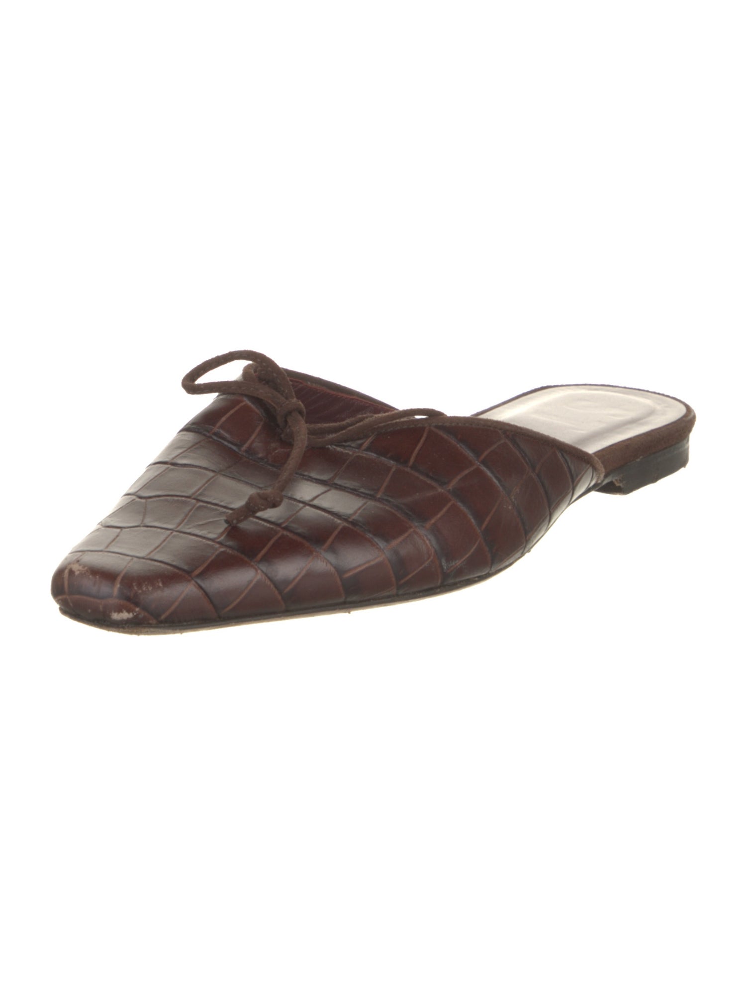 Staud Embossed Leather Bow Accents Mules