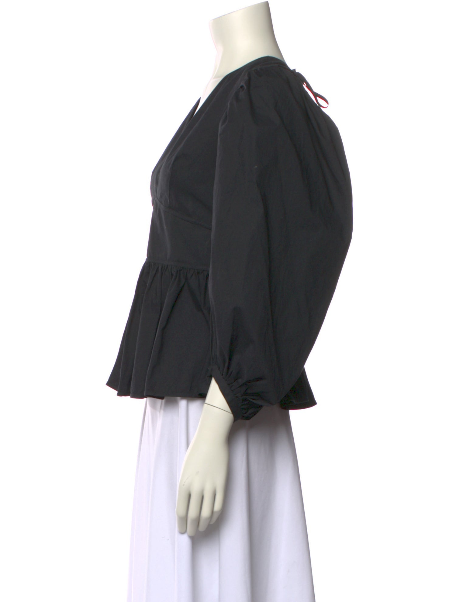 Staud V-Neck Three-Quarter Sleeve Blouse