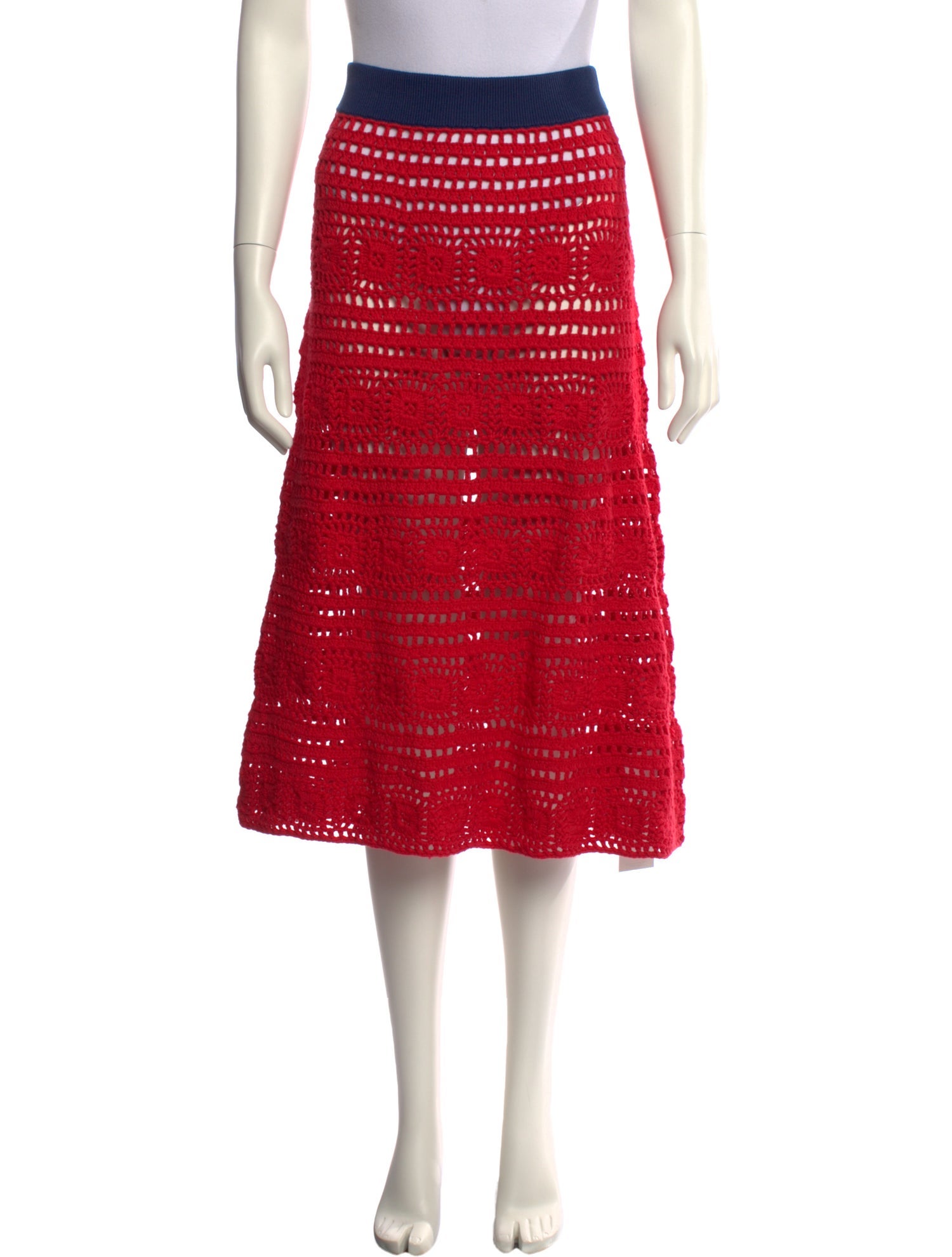 Staud Crochet Trim Midi Length Skirt