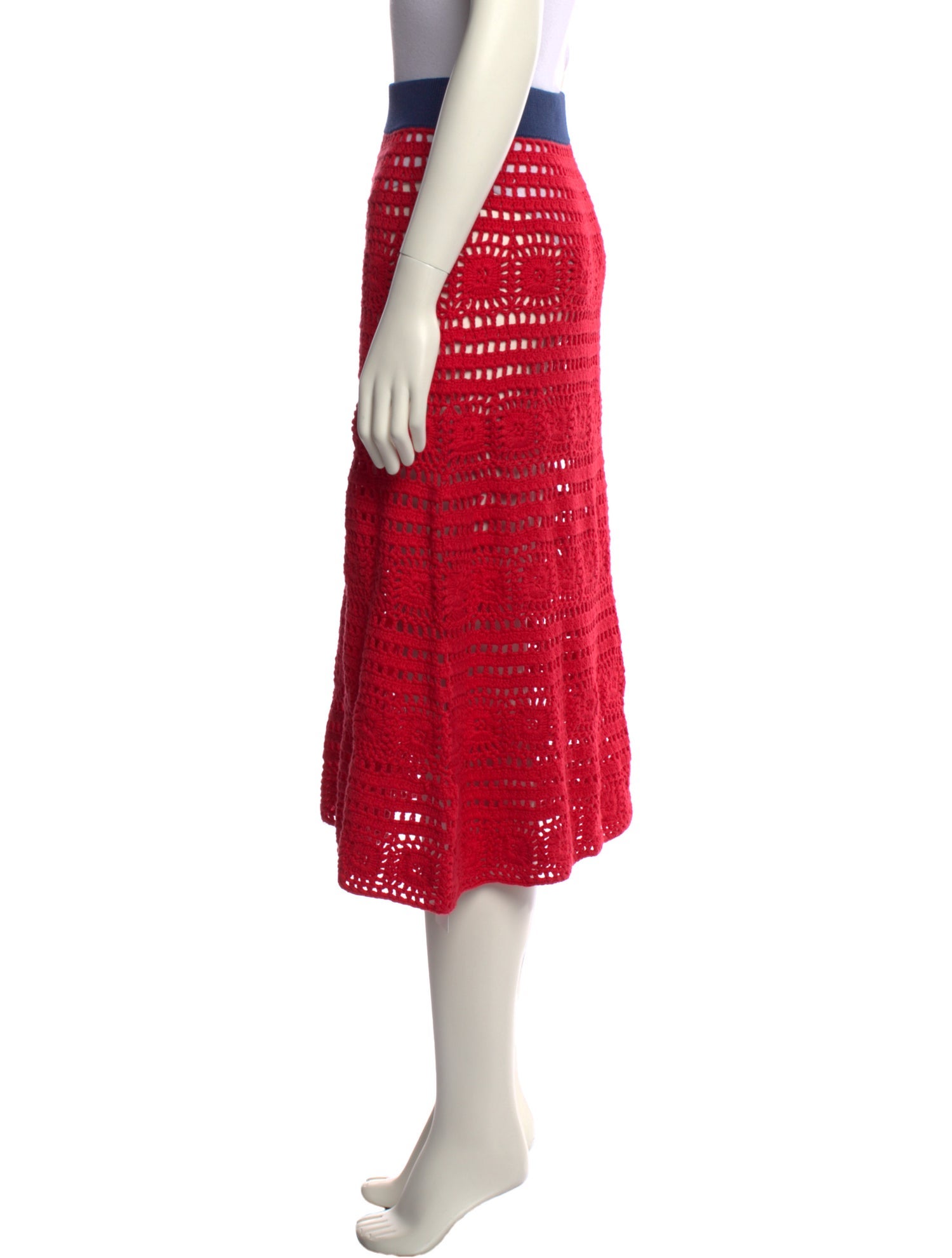 Staud Crochet Trim Midi Length Skirt