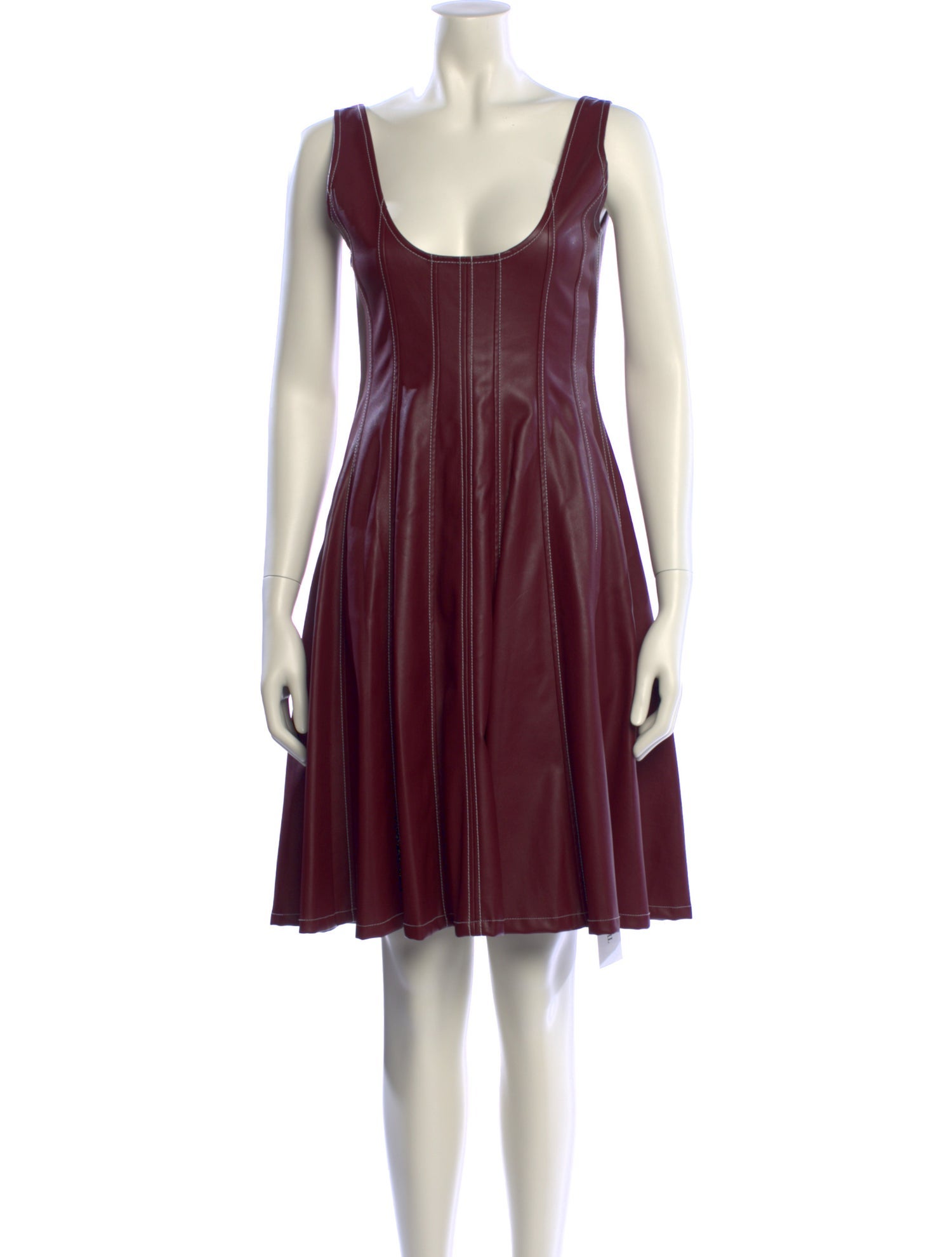 Staud Faux Leather Knee-Length Dress