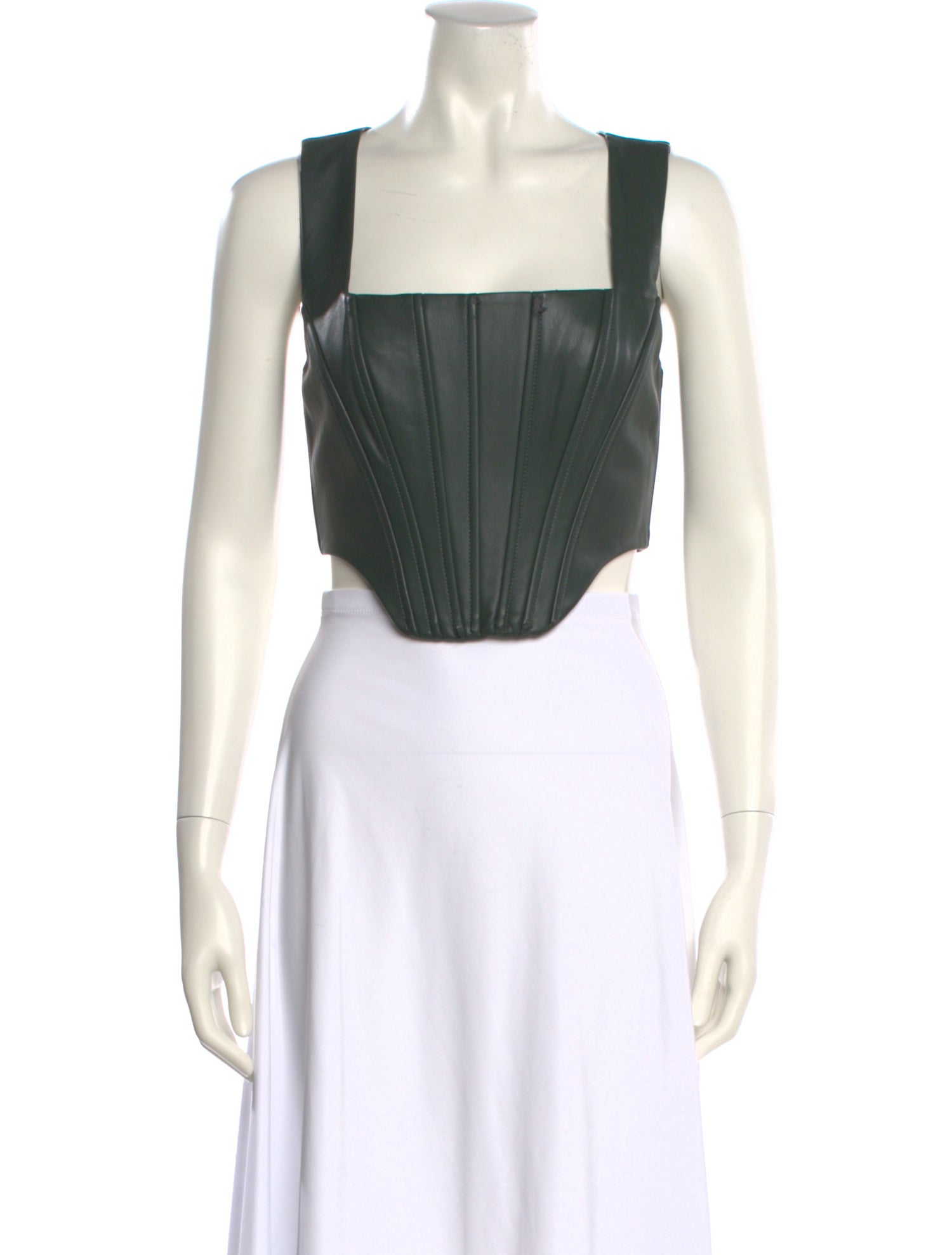 Staud Square Neckline Sleeveless Crop Top