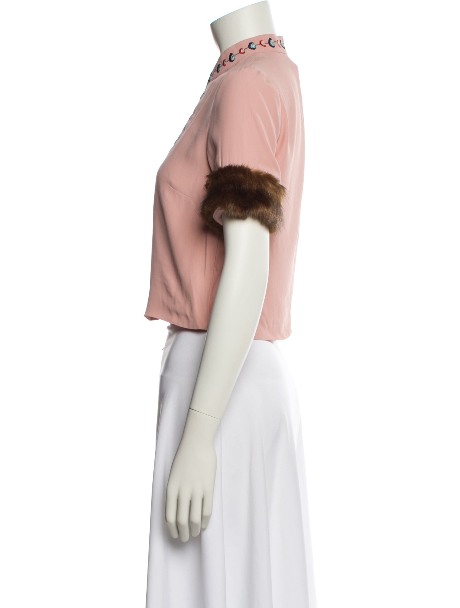 Staud Mock Neck Short Sleeve Crop Top