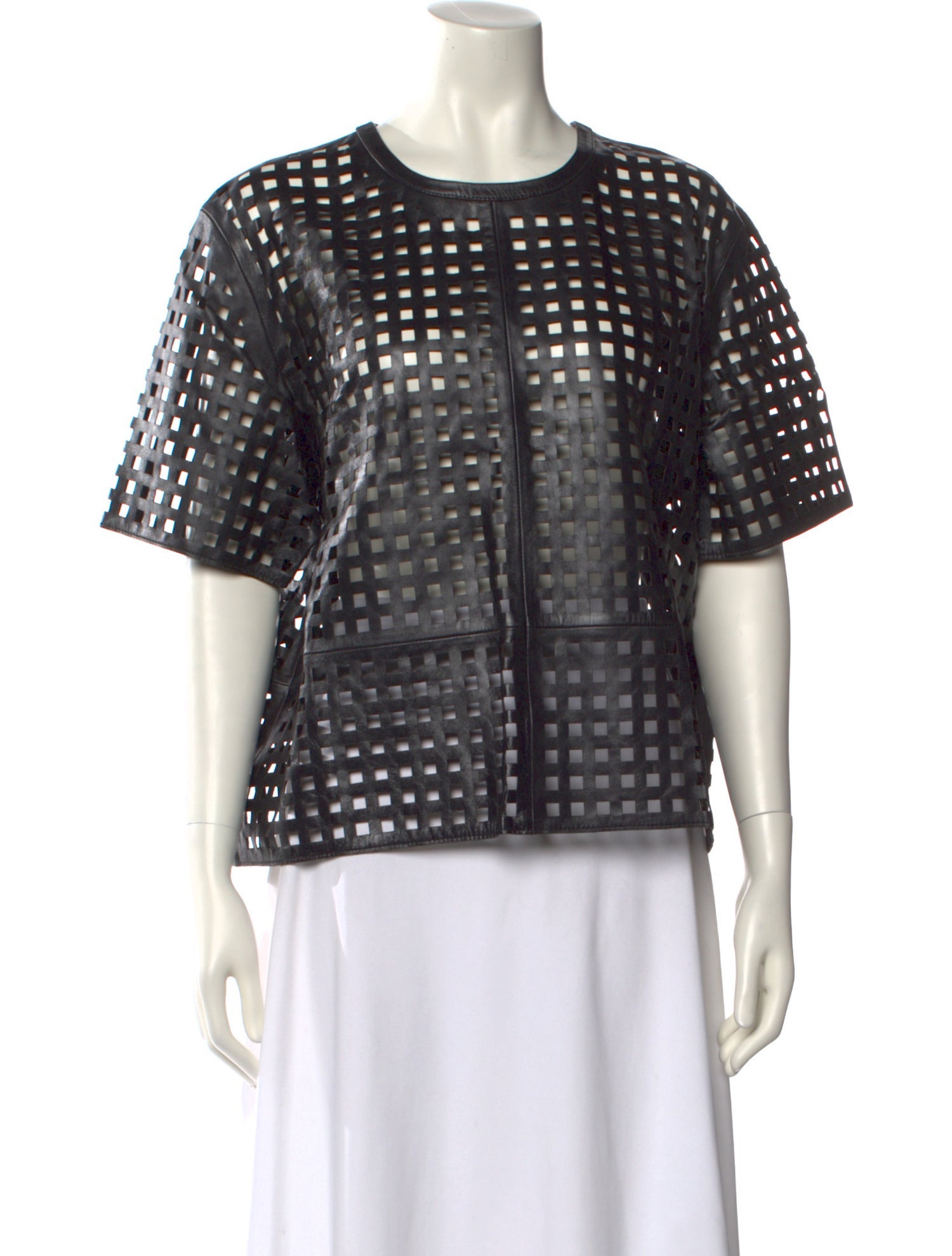 STAND STUDIO Lamb Leather Printed Top