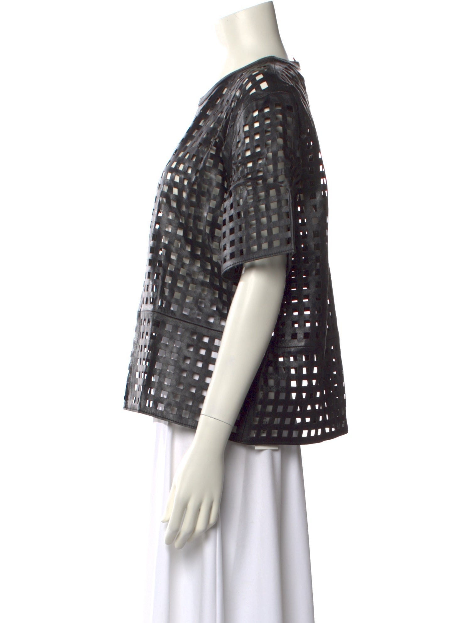 STAND STUDIO Lamb Leather Printed Top