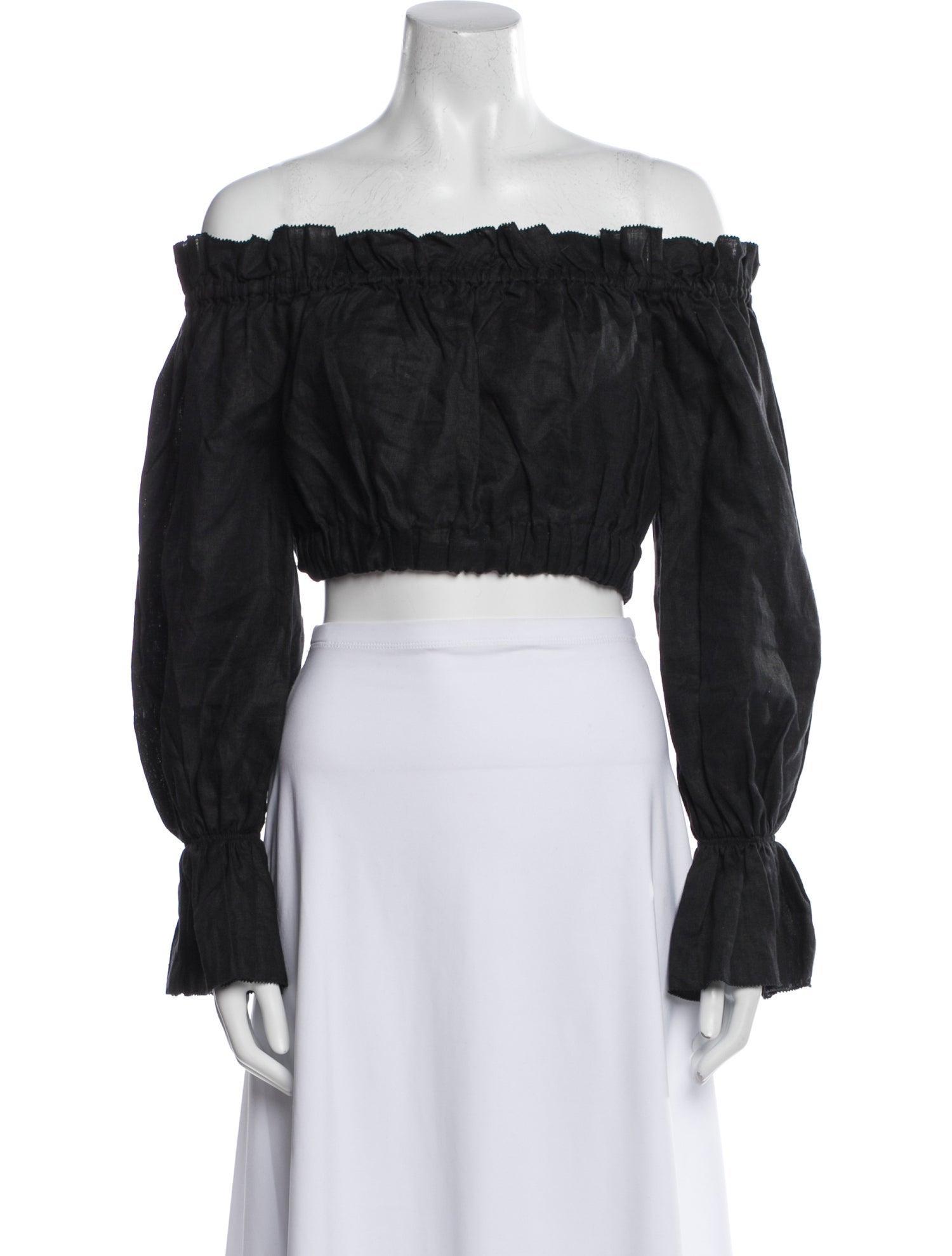 Staud Linen Off-The-Shoulder Crop Top w/ Tags