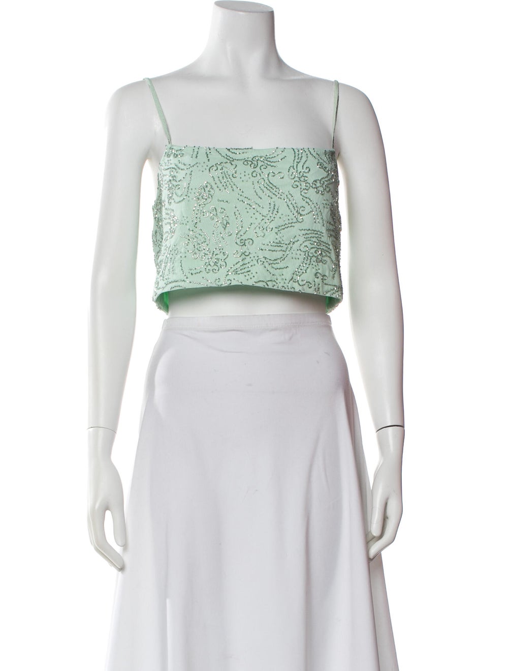 Staud Patterned Square Neckline Crop Top - image 1