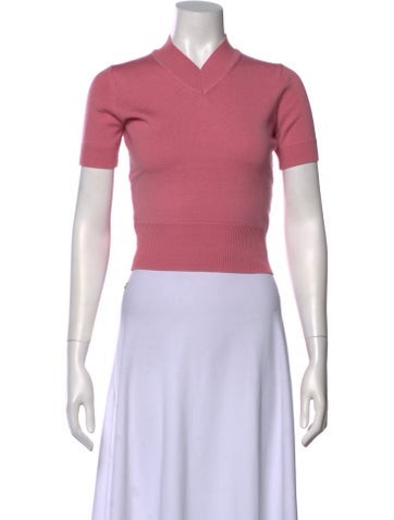 Pre-owned Staud Merino Wool V-neck Sweater In Pink