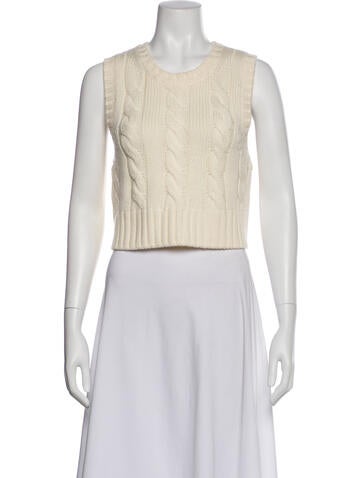 Pre-owned Staud Wool Tweed Pattern Vest In Neutral