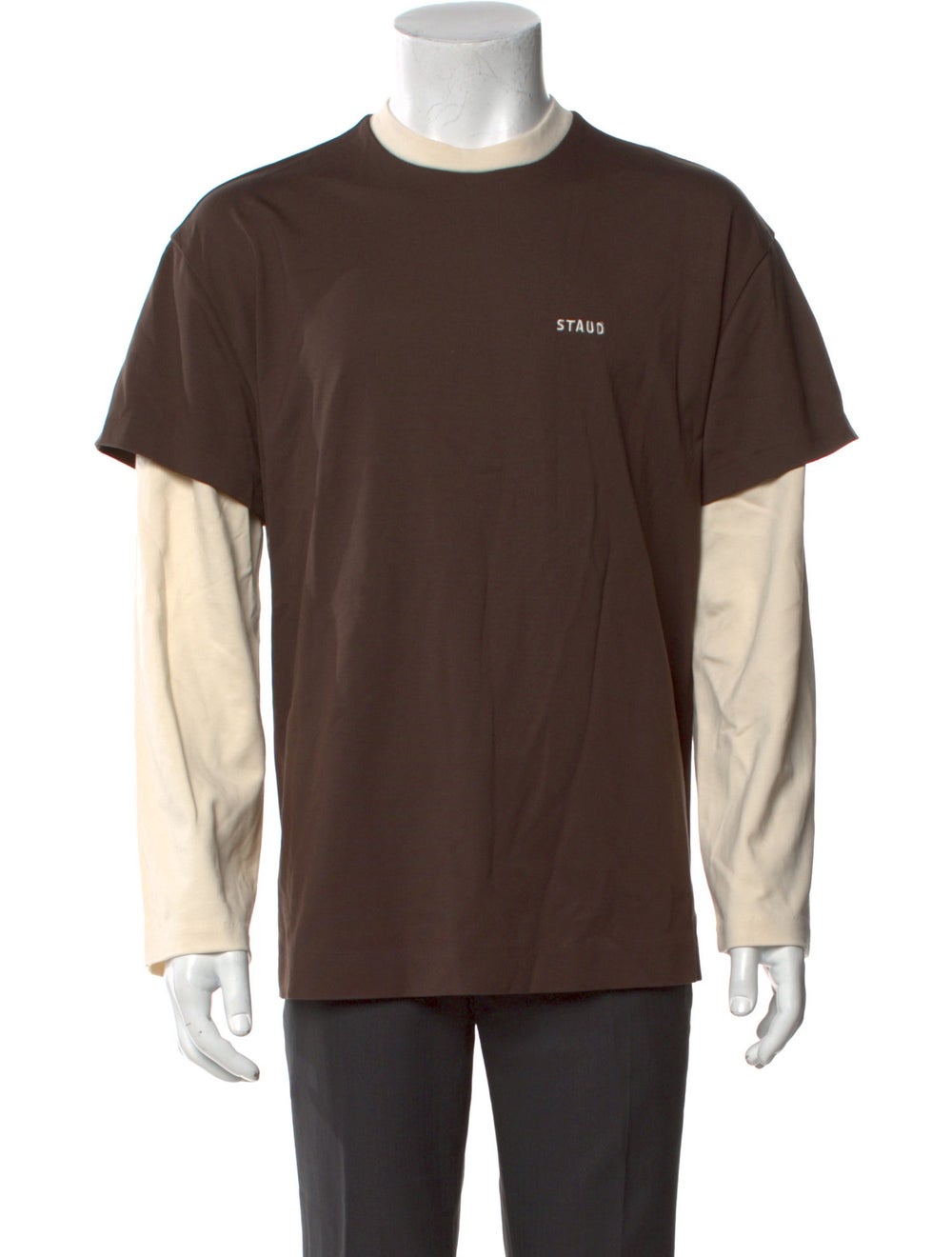 Staud Colorblock Pattern Crew Neck Pullover - image 1