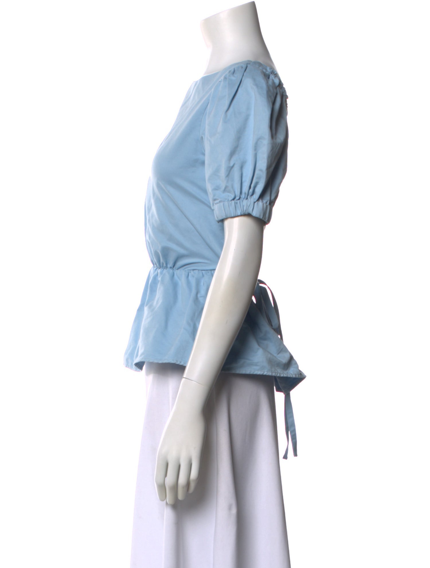 Staud Bateau Neckline Short Sleeve Blouse