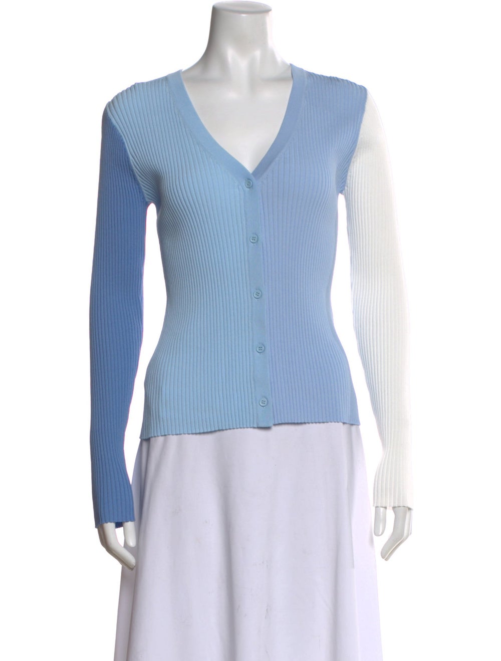 Staud Colorblock Pattern V-Neck Button-Up Top - image 1