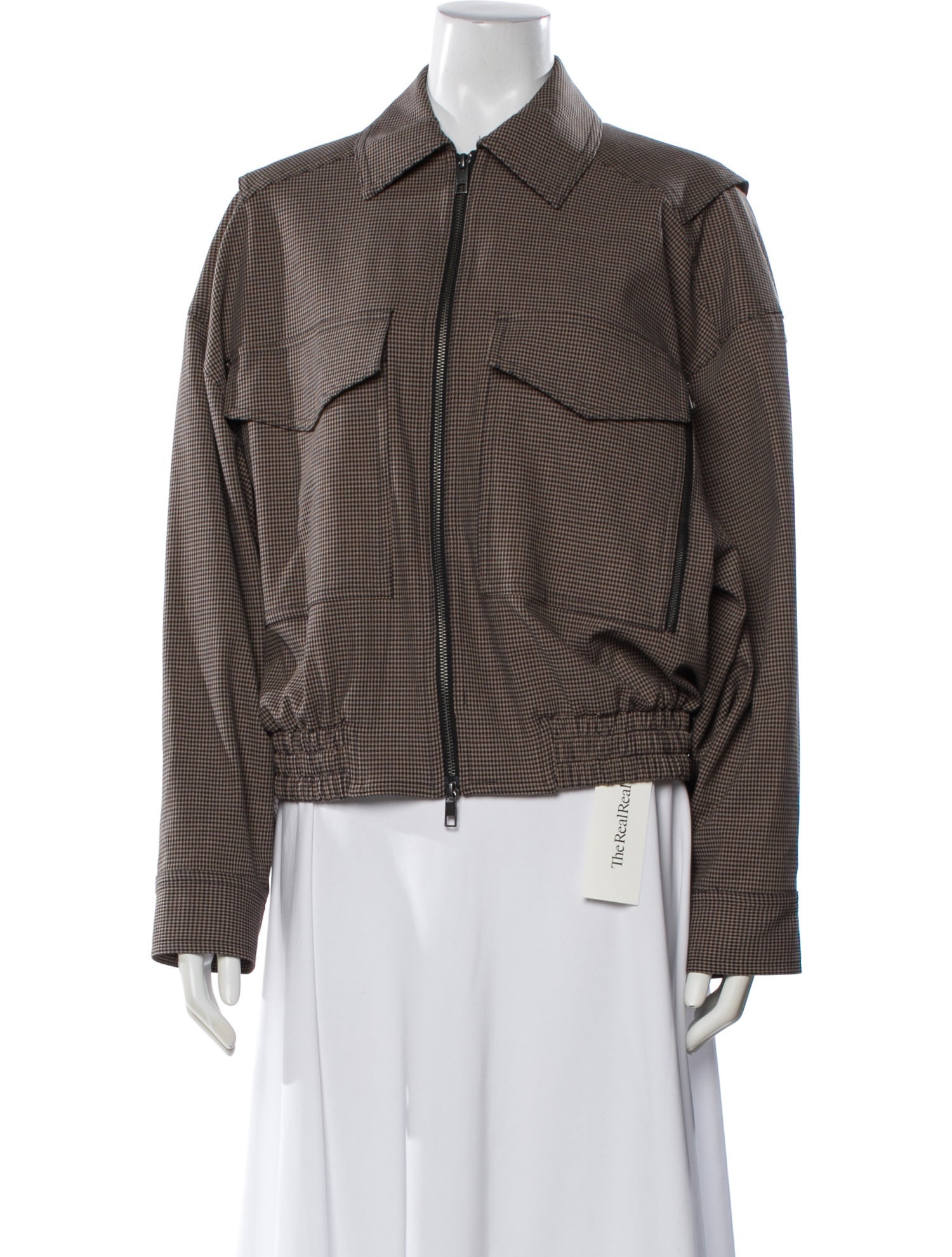 Staud Plaid Print Biker Jacket