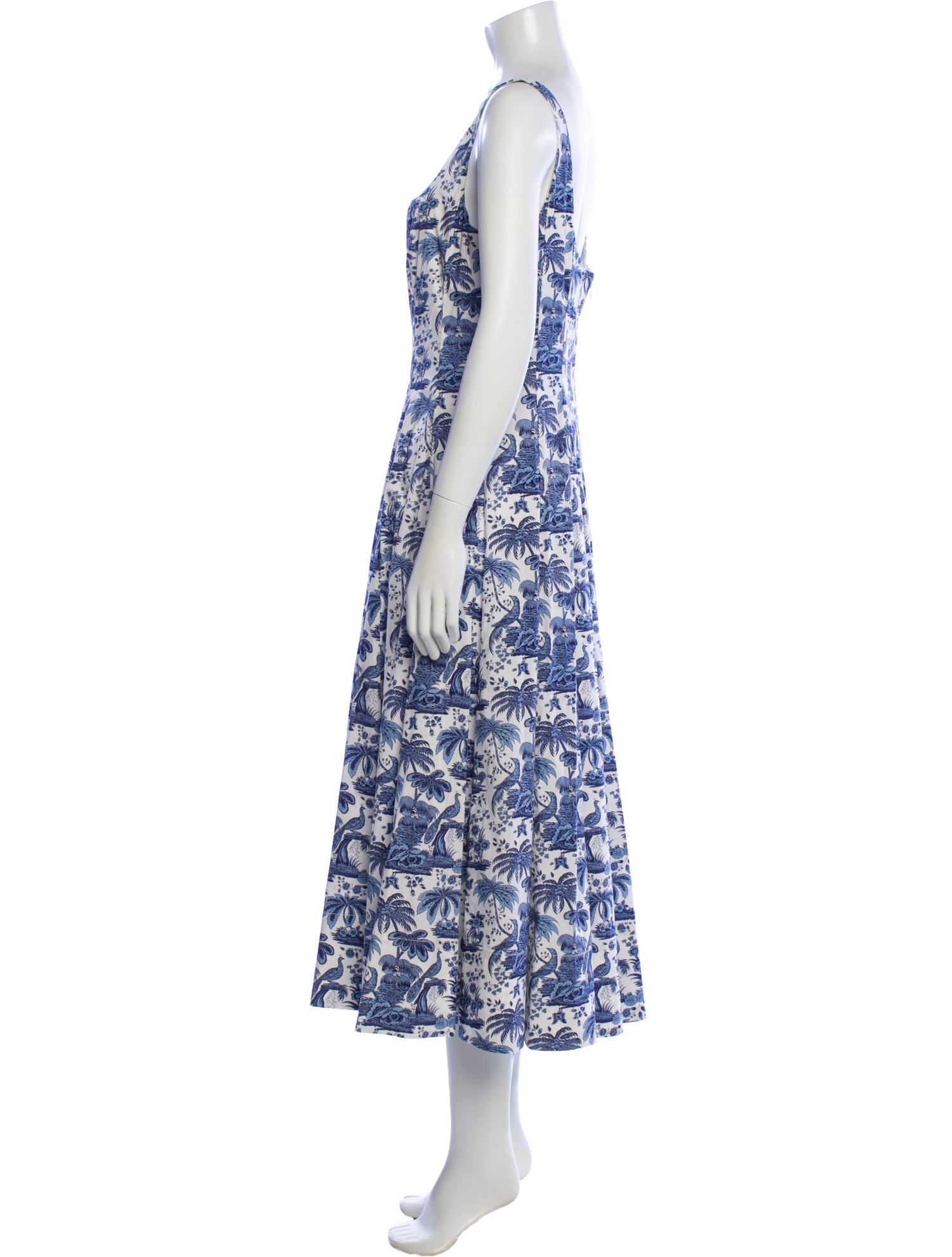 staud blue floral dress STAUD, Mini Wells Dress in Blue Toile, Size 16