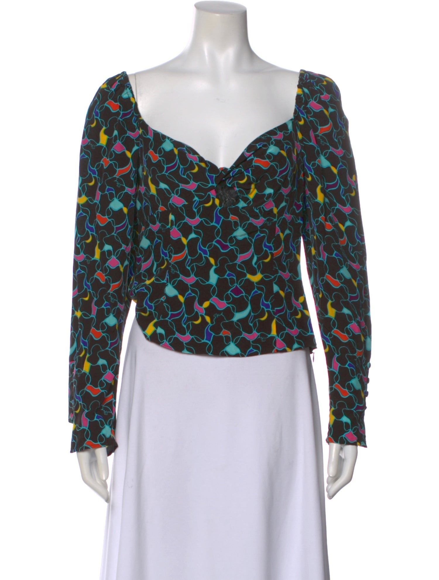 Staud Patterned Square Neckline Blouse