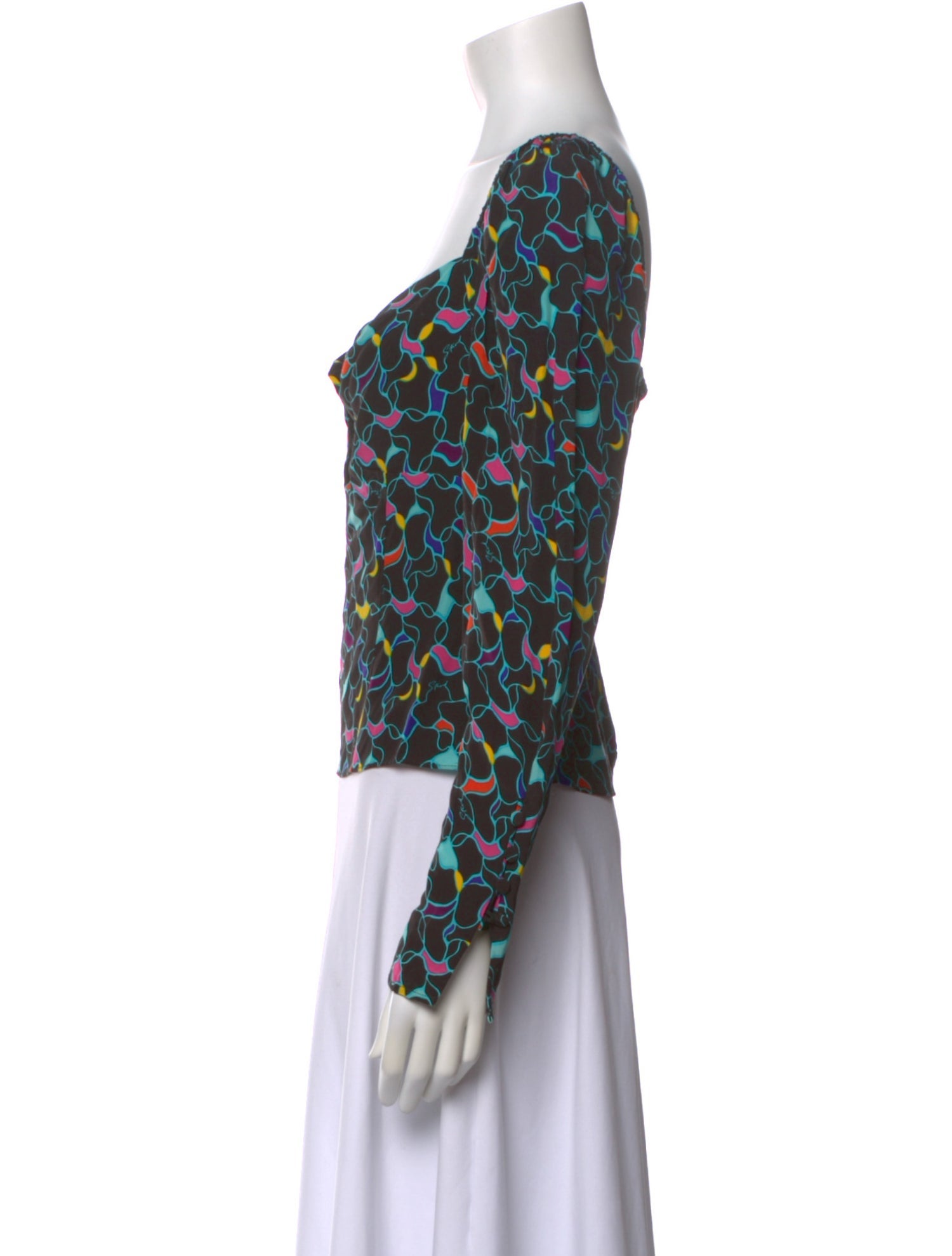 Staud Patterned Square Neckline Blouse