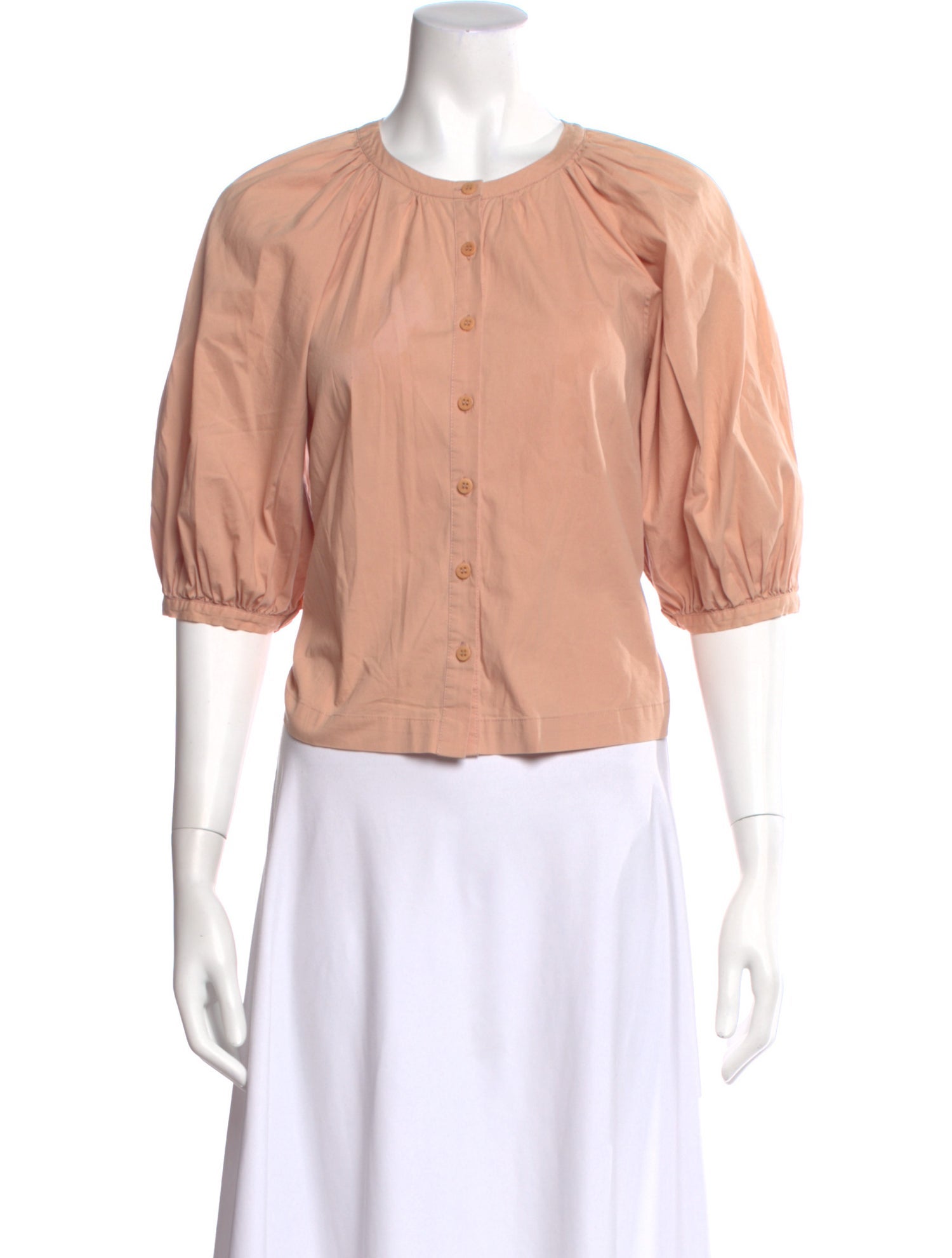 Staud Crew Neck Three-Quarter Sleeve Blouse