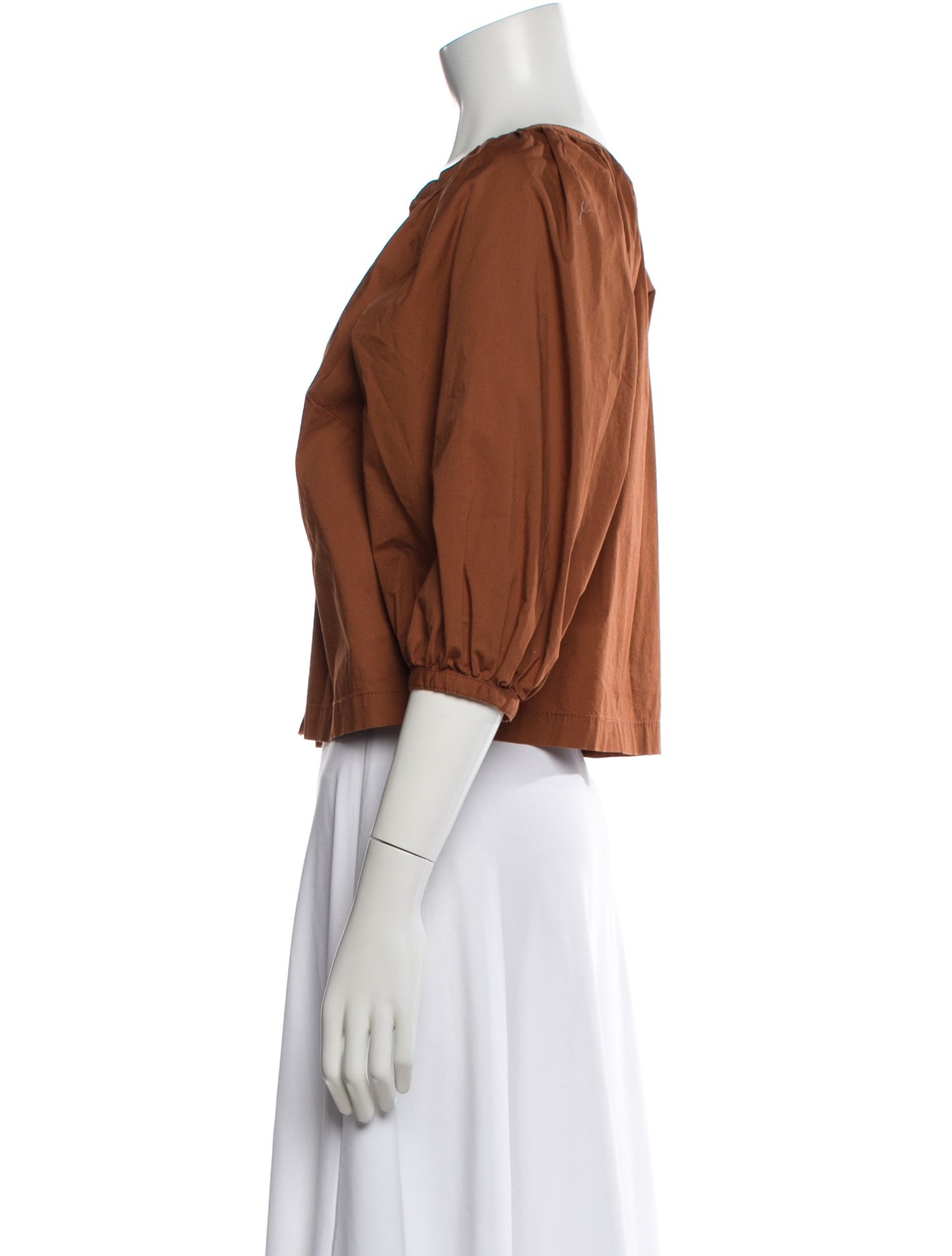 Staud V-Neck Three-Quarter Sleeve Blouse
