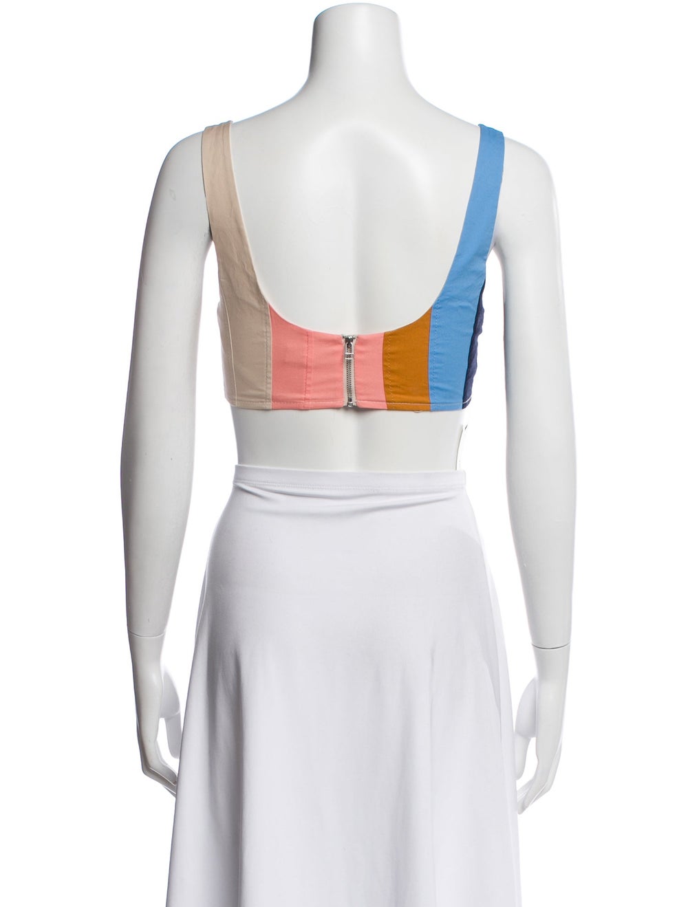 Staud Colorblock Pattern Square Neckline Crop Top - image 3