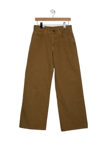 Pre-owned Staud High-rise Wide Leg Jeans In Brown