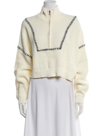 Pre-owned Staud Striped Mock Neck Sweater W/ Tags In Neutral