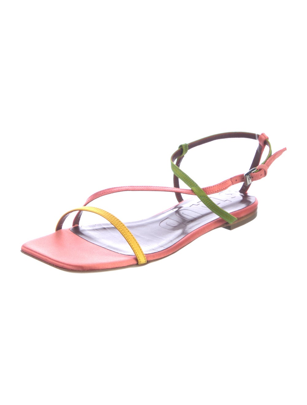 Staud Leather Colorblock Pattern Slingback Sandals - image 2