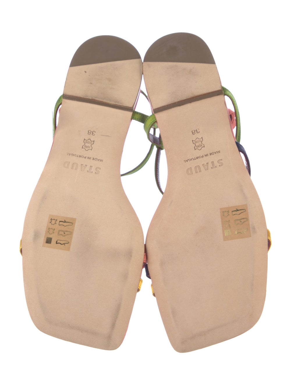 Staud Leather Colorblock Pattern Slingback Sandals - image 5