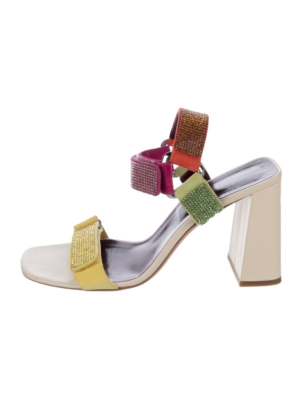 Staud Suede Colorblock Pattern Slingback Sandals - image 1