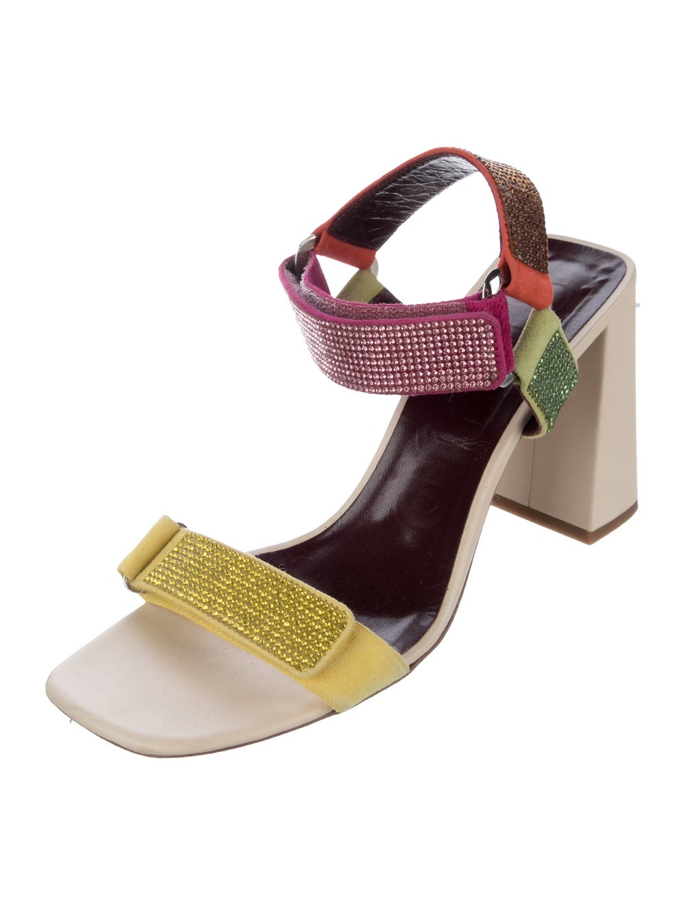 Staud Suede Colorblock Pattern Slingback Sandals - image 2