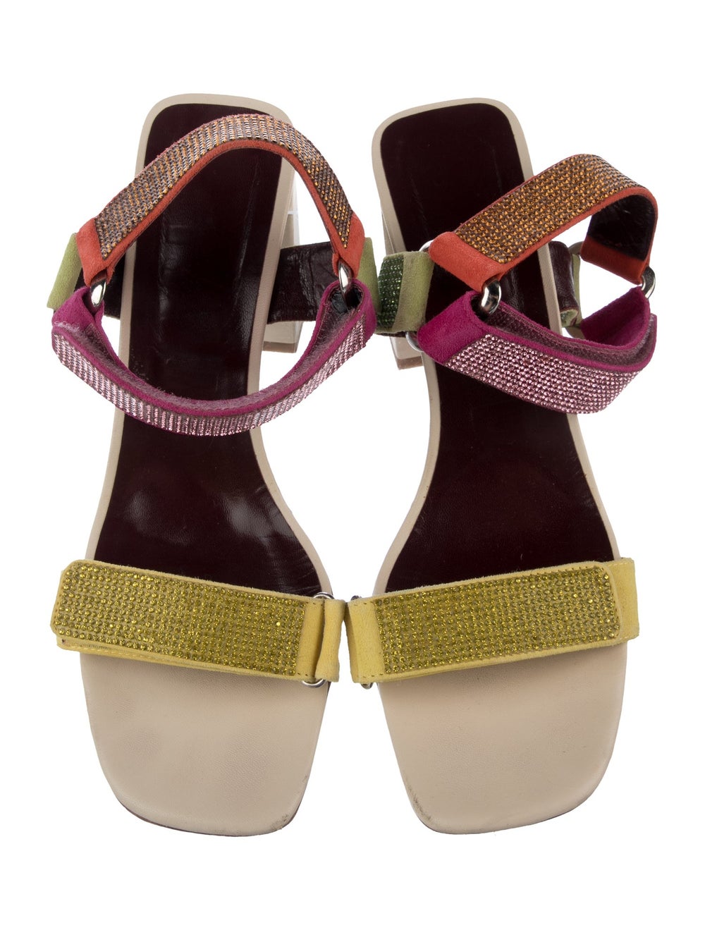 Staud Suede Colorblock Pattern Slingback Sandals - image 3