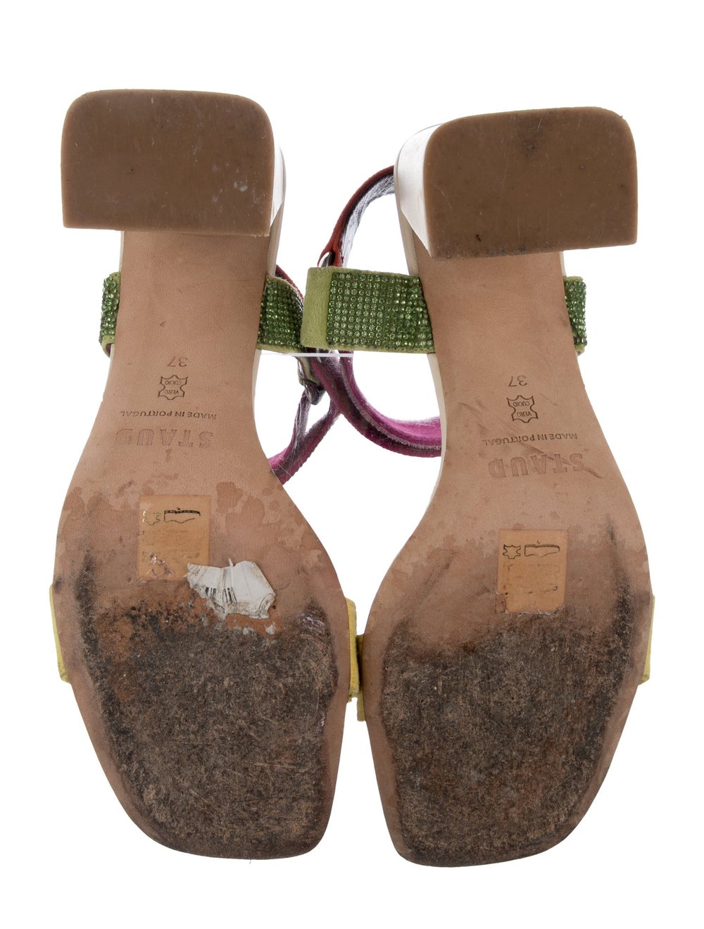 Staud Suede Colorblock Pattern Slingback Sandals - image 5