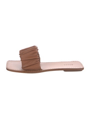 Pre-owned Staud Leather Slides In Brown