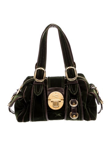 Pre-owned Etro Velvet Shoulder Bag In Green